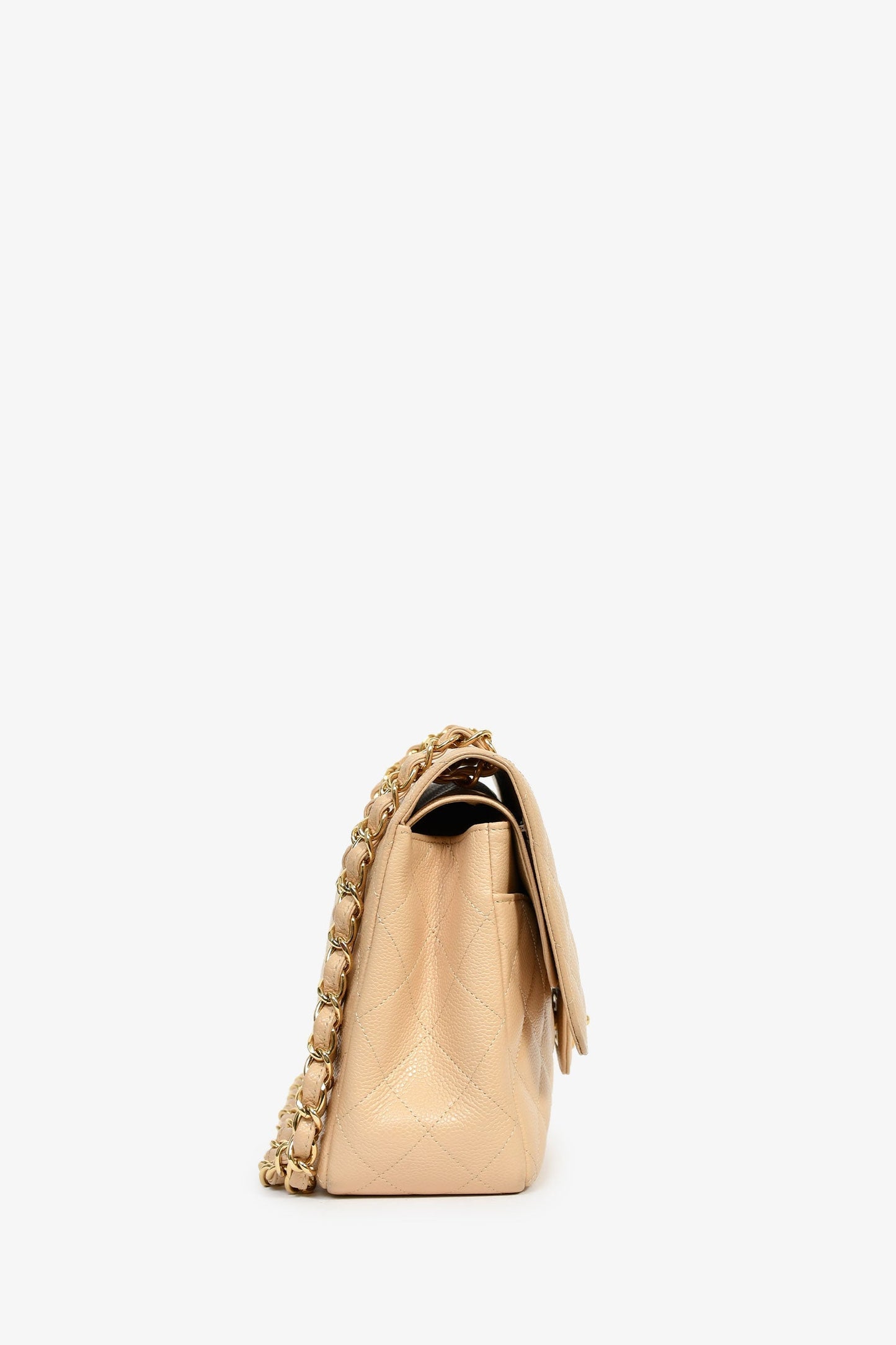 Chanel™ 2011 Beige Caviar Leather Jumbo Double Flap Bag