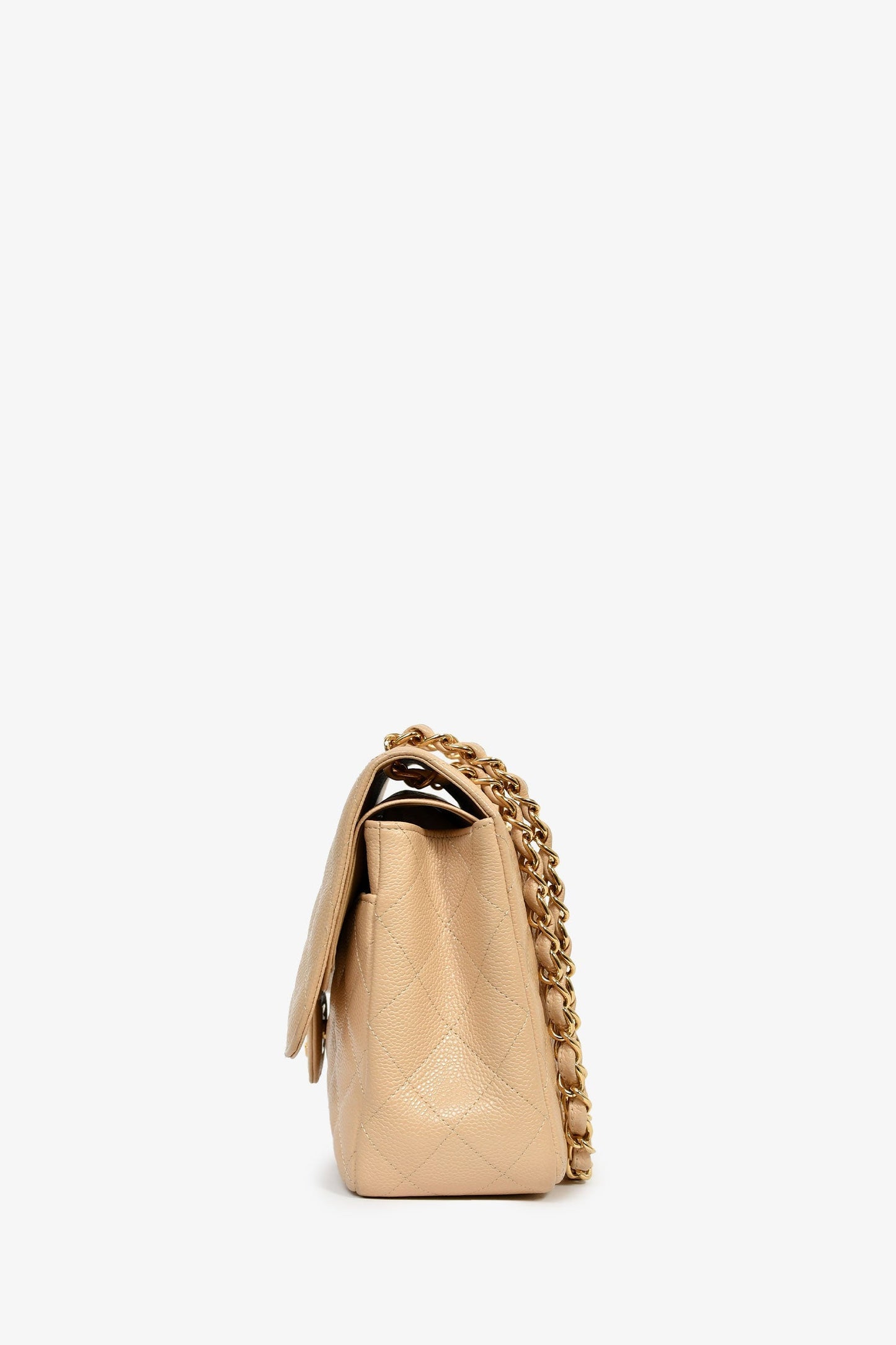 Chanel™ 2011 Beige Caviar Leather Jumbo Double Flap Bag