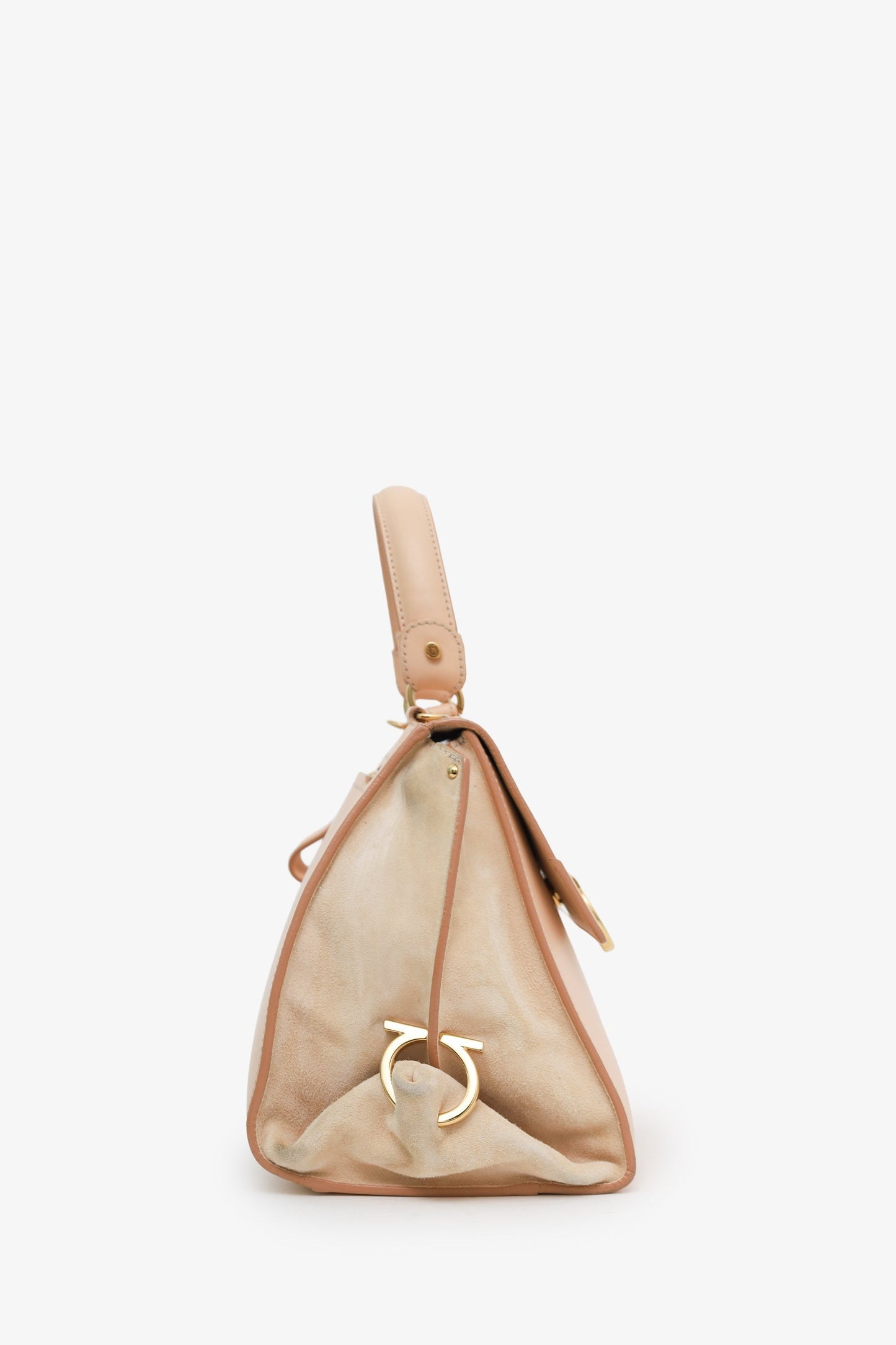 Salvatore Ferragamo Pink Leather/Suede 'Gancio' Top Handle Bag GHW