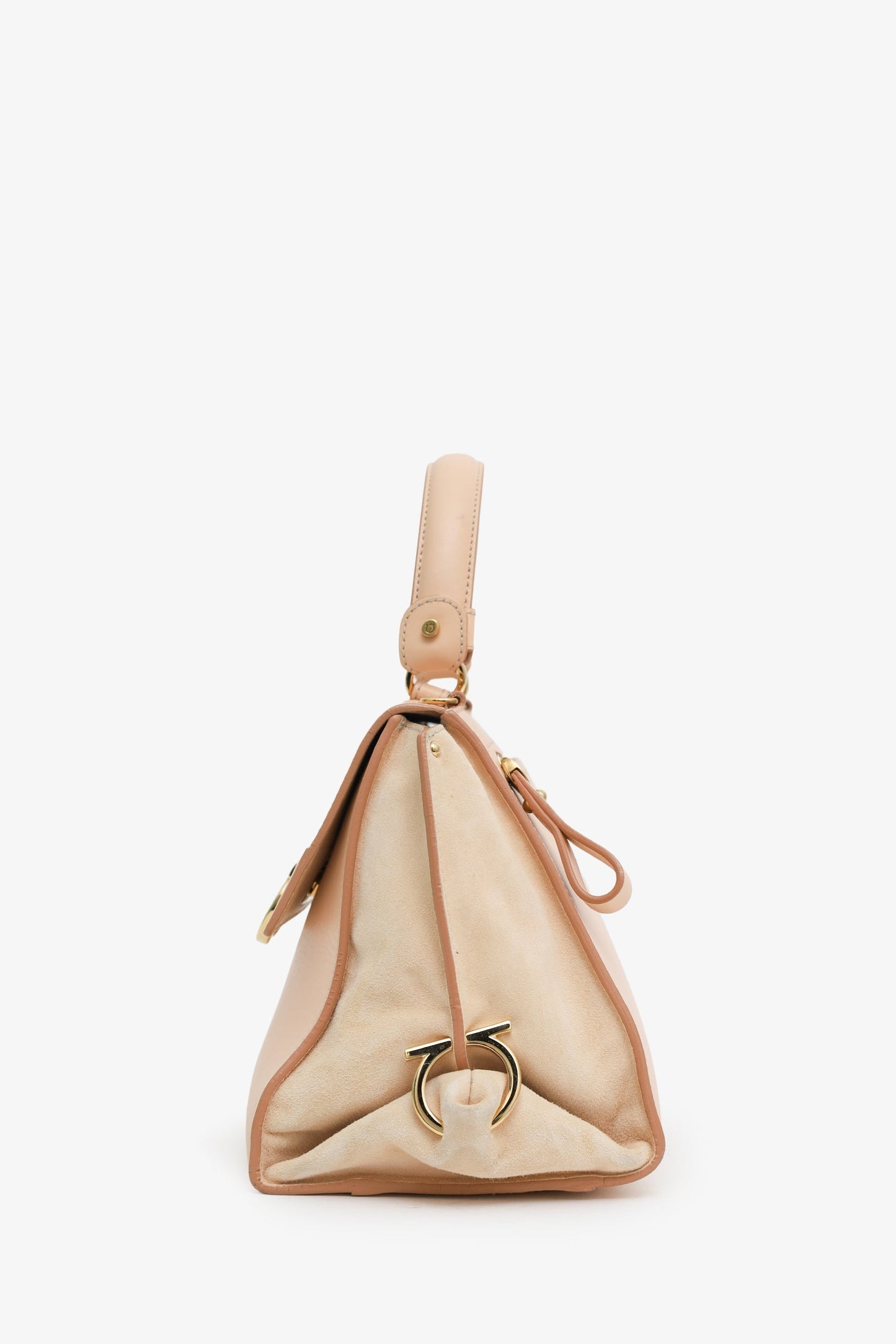 Salvatore Ferragamo Pink Leather/Suede 'Gancio' Top Handle Bag GHW