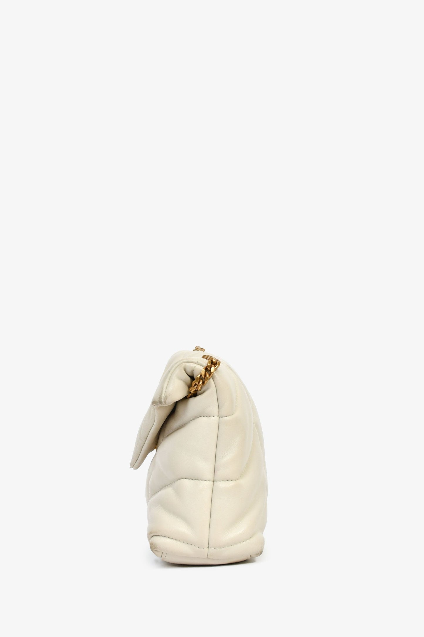 Saint Laurent 2020 Cream Lambskin Leather Toy Puffer Crossbody Bag