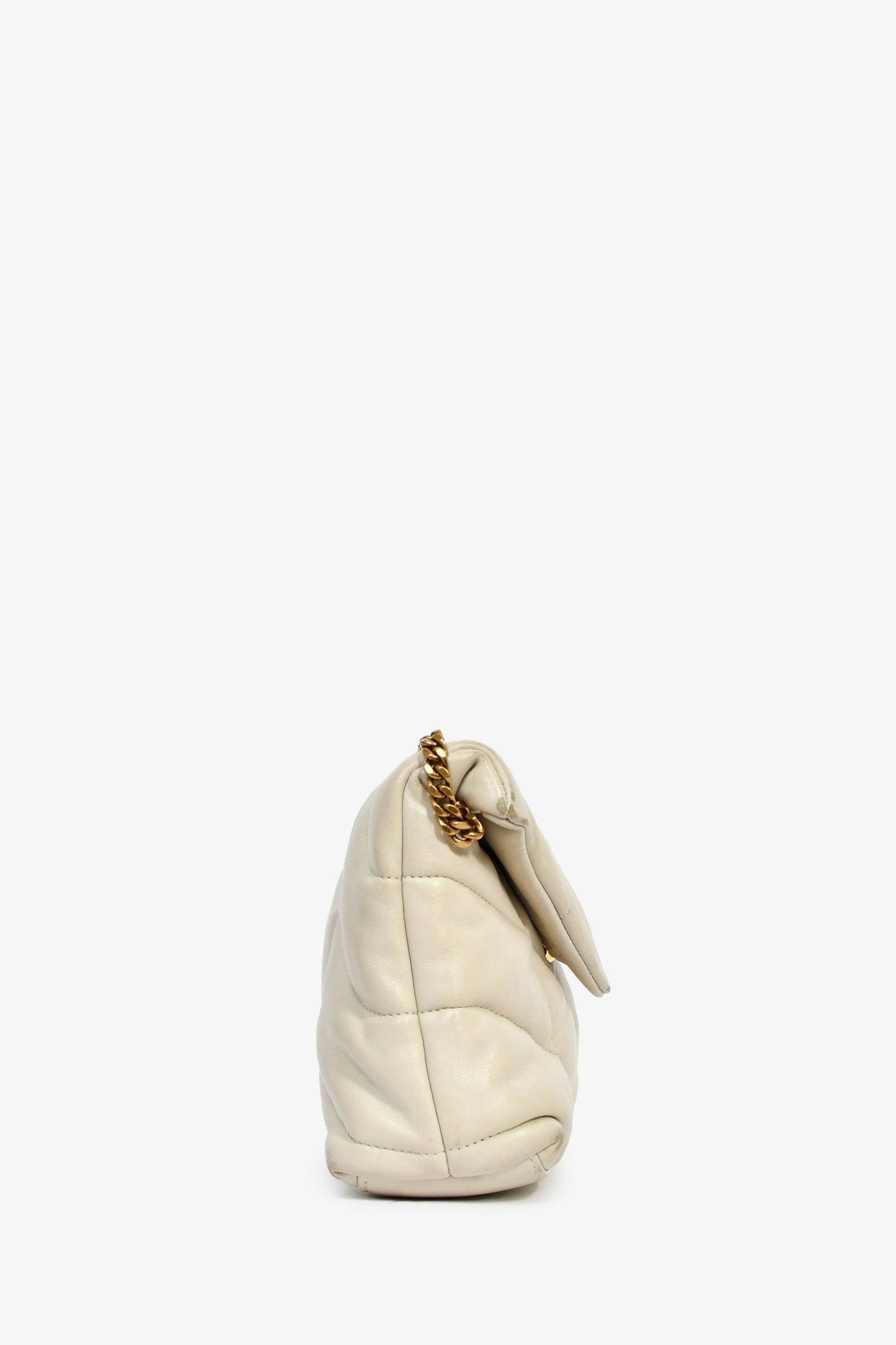 Saint Laurent 2020 Cream Lambskin Leather Toy Puffer Crossbody Bag