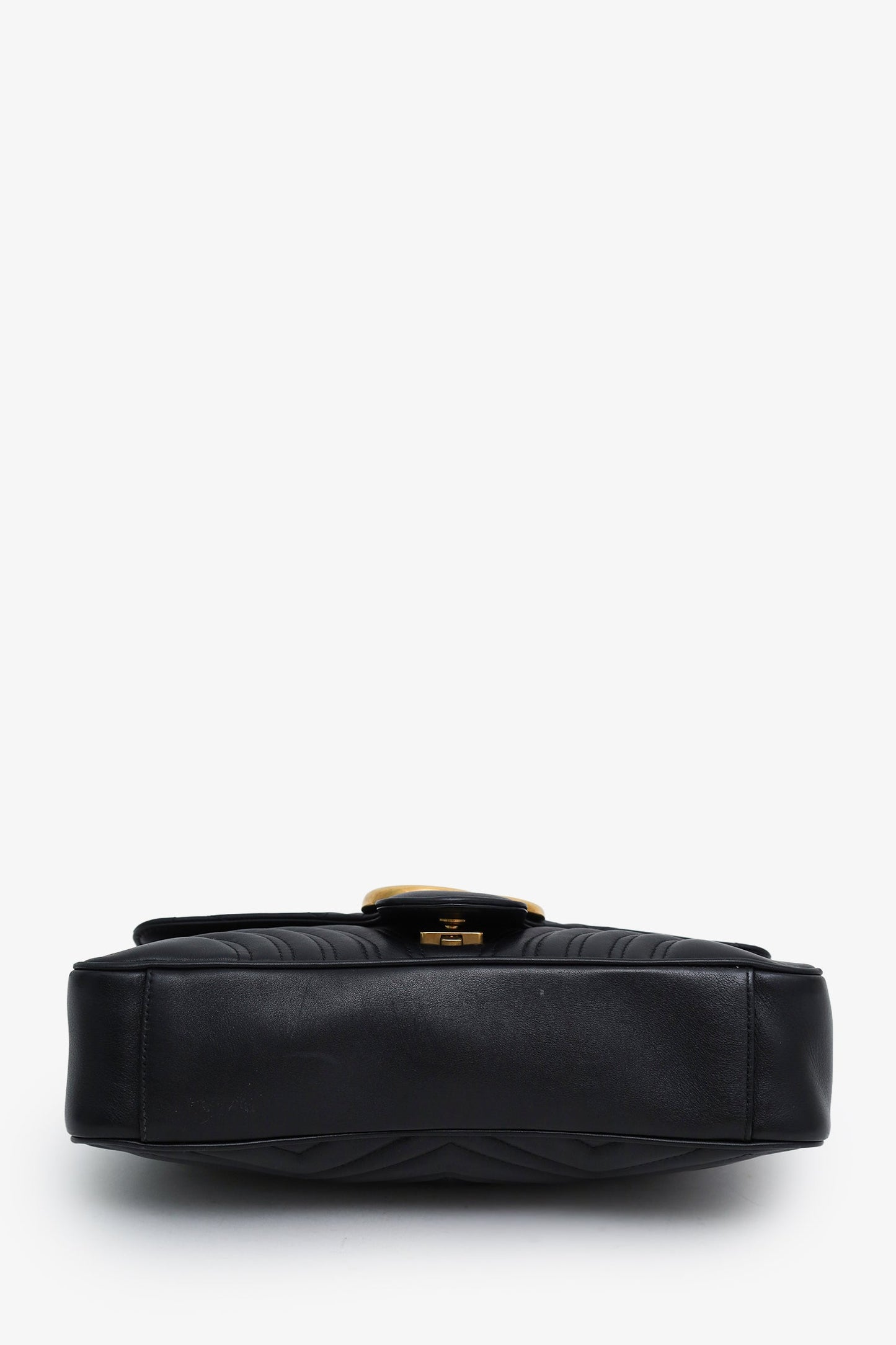 Gucci Black Leather GG Marmont Medium Shoulder Bag
