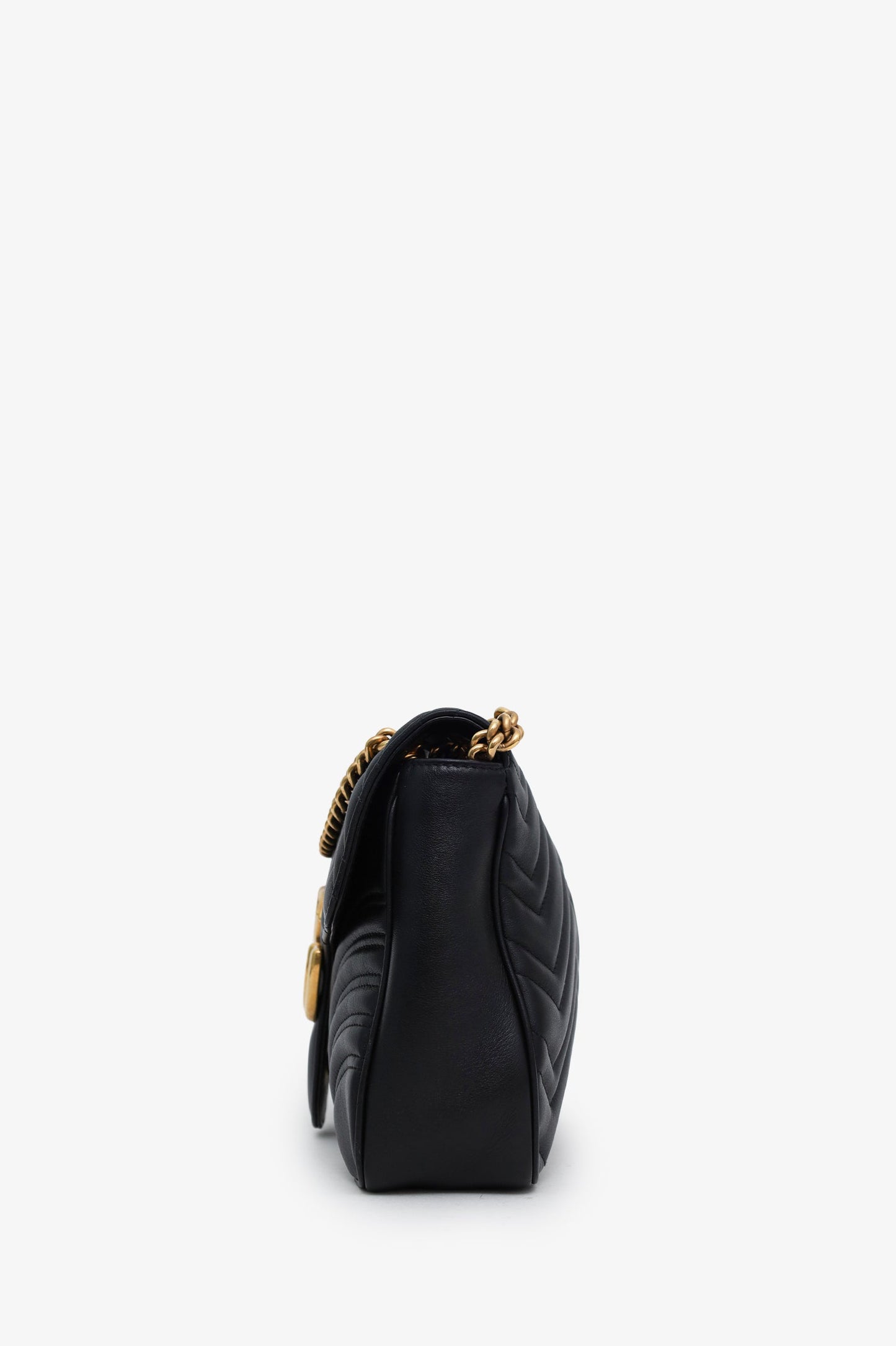Gucci Black Leather GG Marmont Medium Shoulder Bag