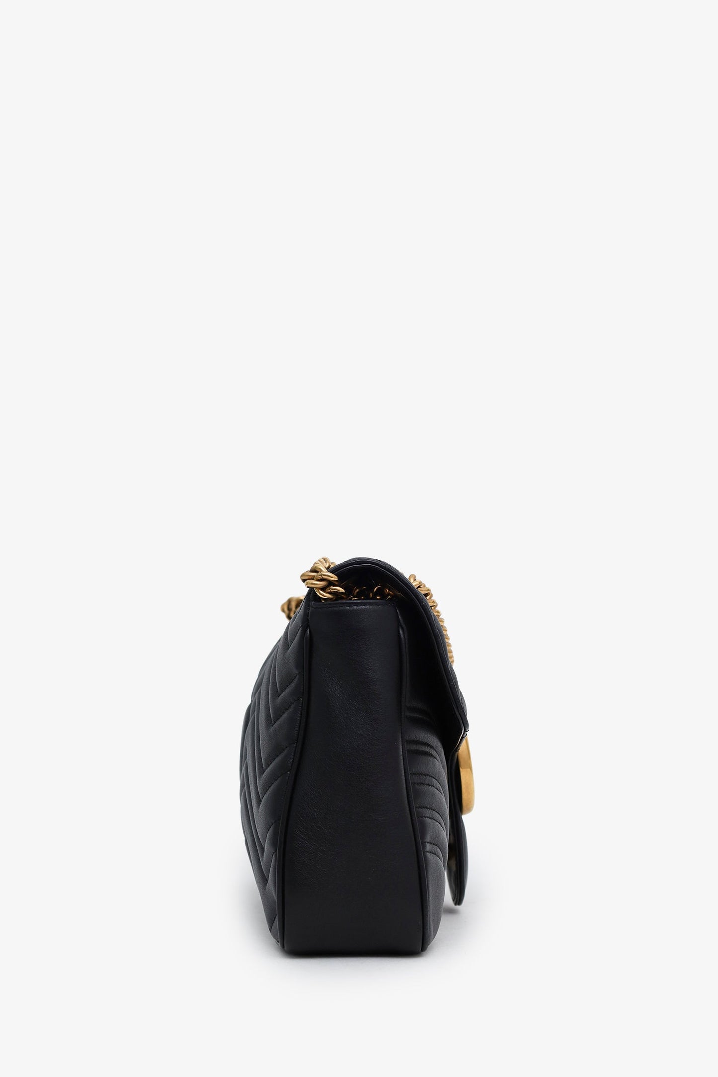 Gucci Black Leather GG Marmont Medium Shoulder Bag