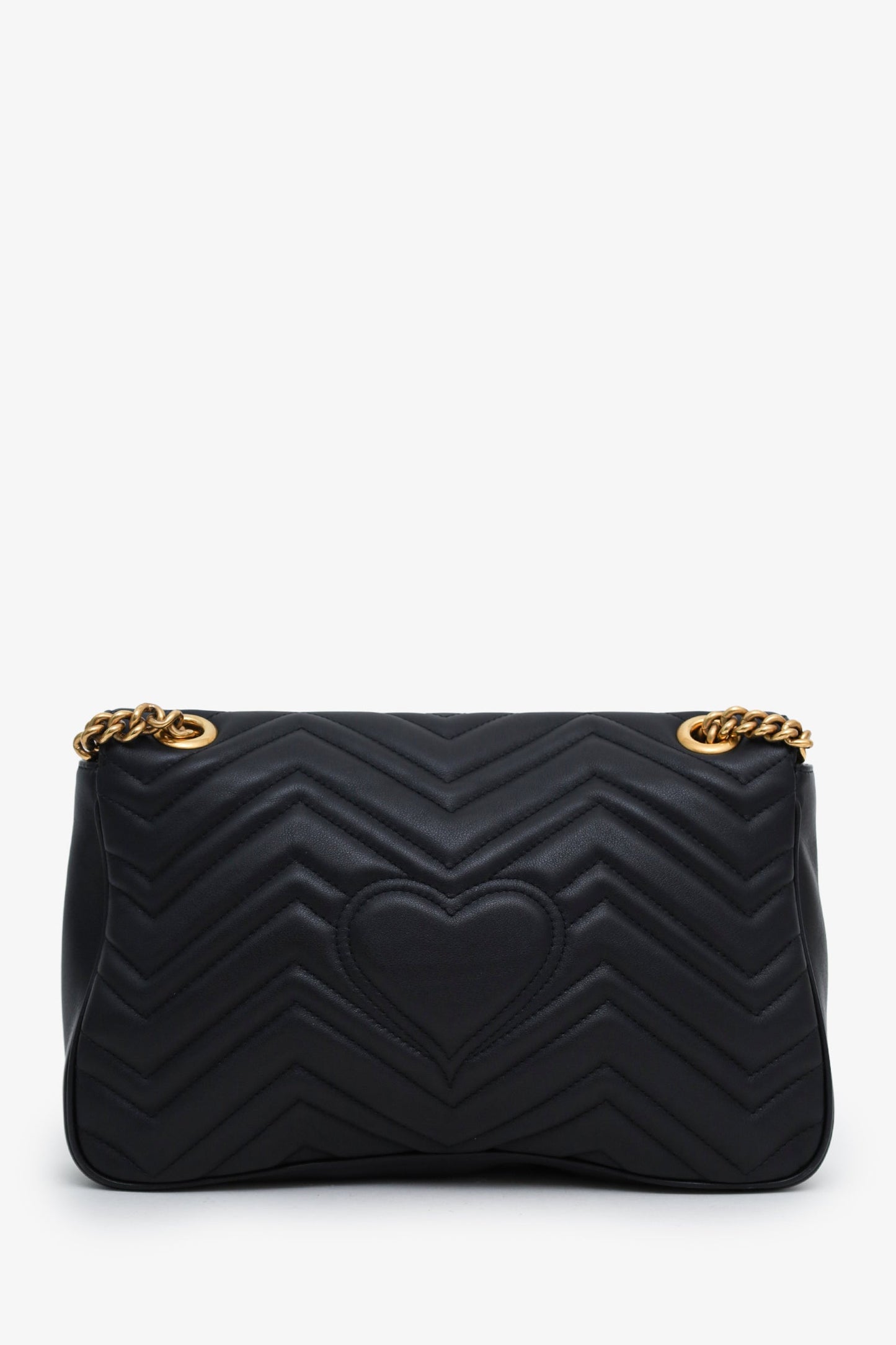 Gucci Black Leather GG Marmont Medium Shoulder Bag