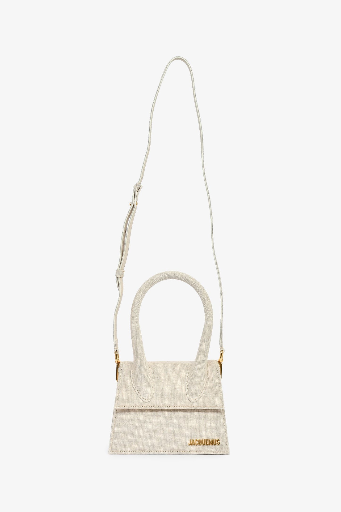 Jacquemus Light Beige Canvas Medium Chiquito Top Handle With Strap