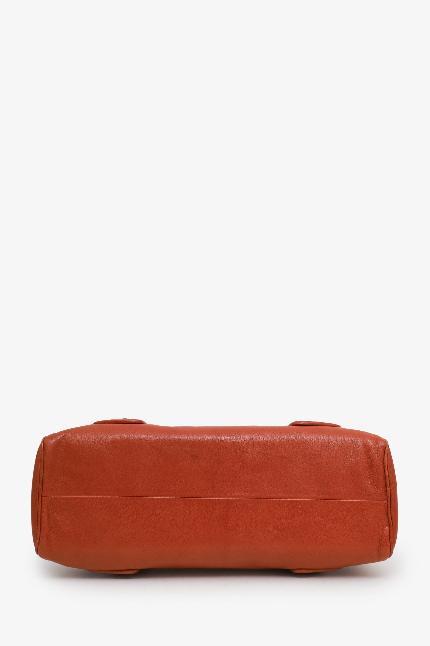 Bottega Veneta Orange Intrecciato Woven Leather Double Flap Satchel