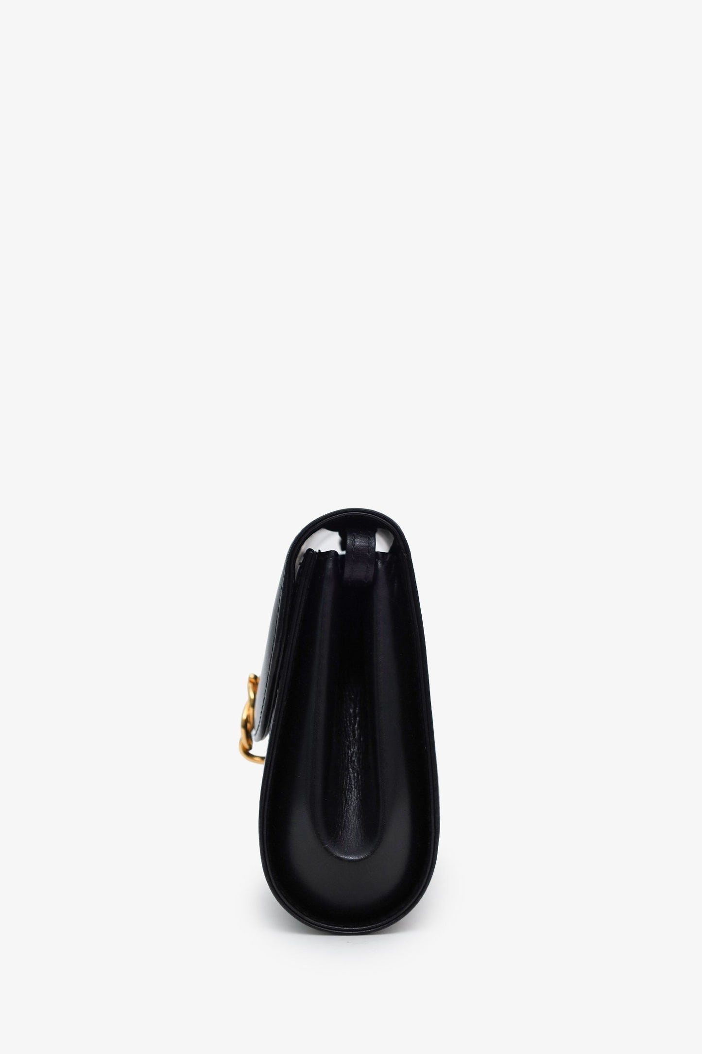 Gucci Vintage Black Box Leather Flap Shoulder Bag