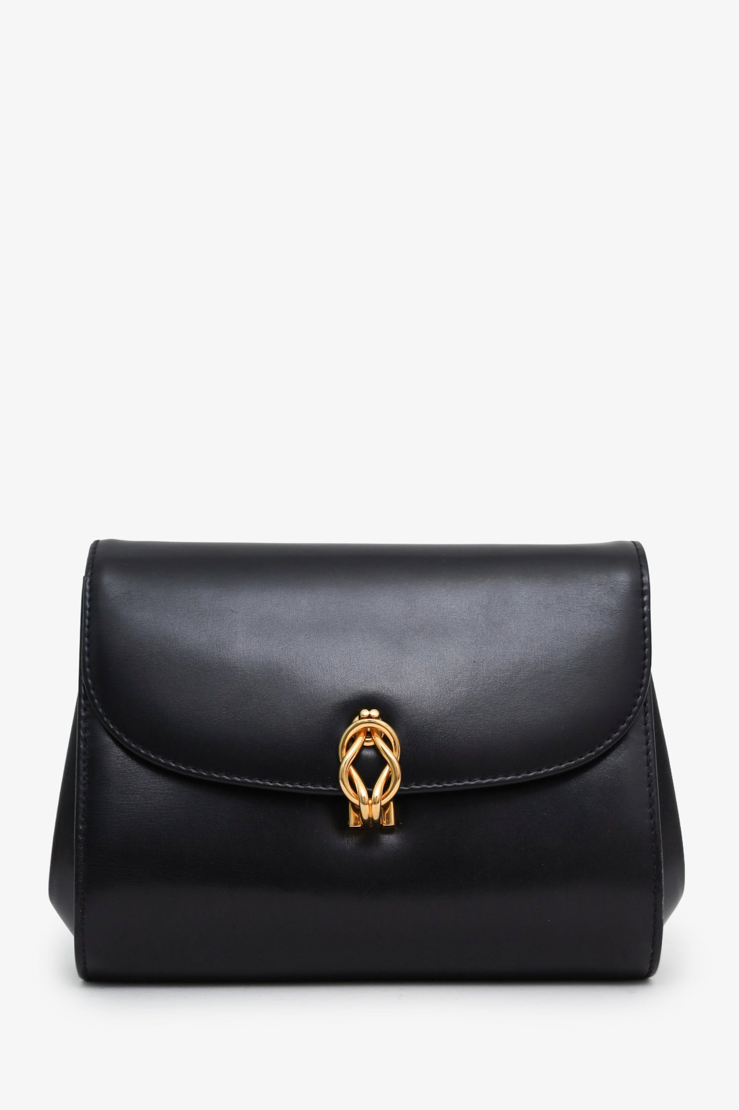 Gucci Vintage Black Box Leather Flap Shoulder Bag