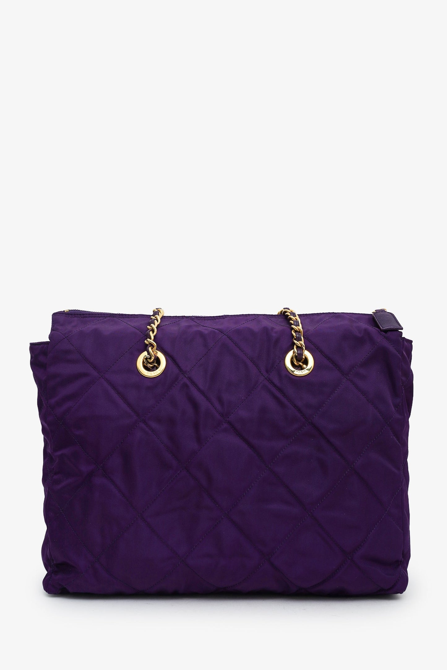 Prada Purple Nylon Quilted Chain Tote Bag