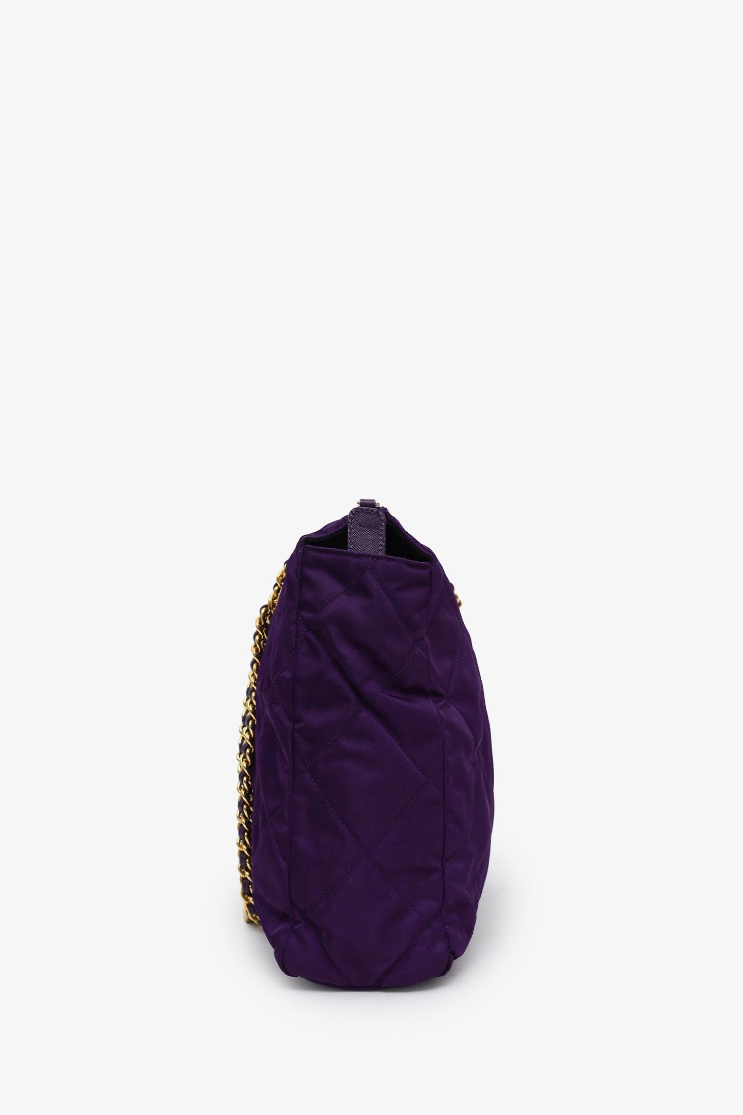 Prada Purple Nylon Quilted Chain Tote Bag