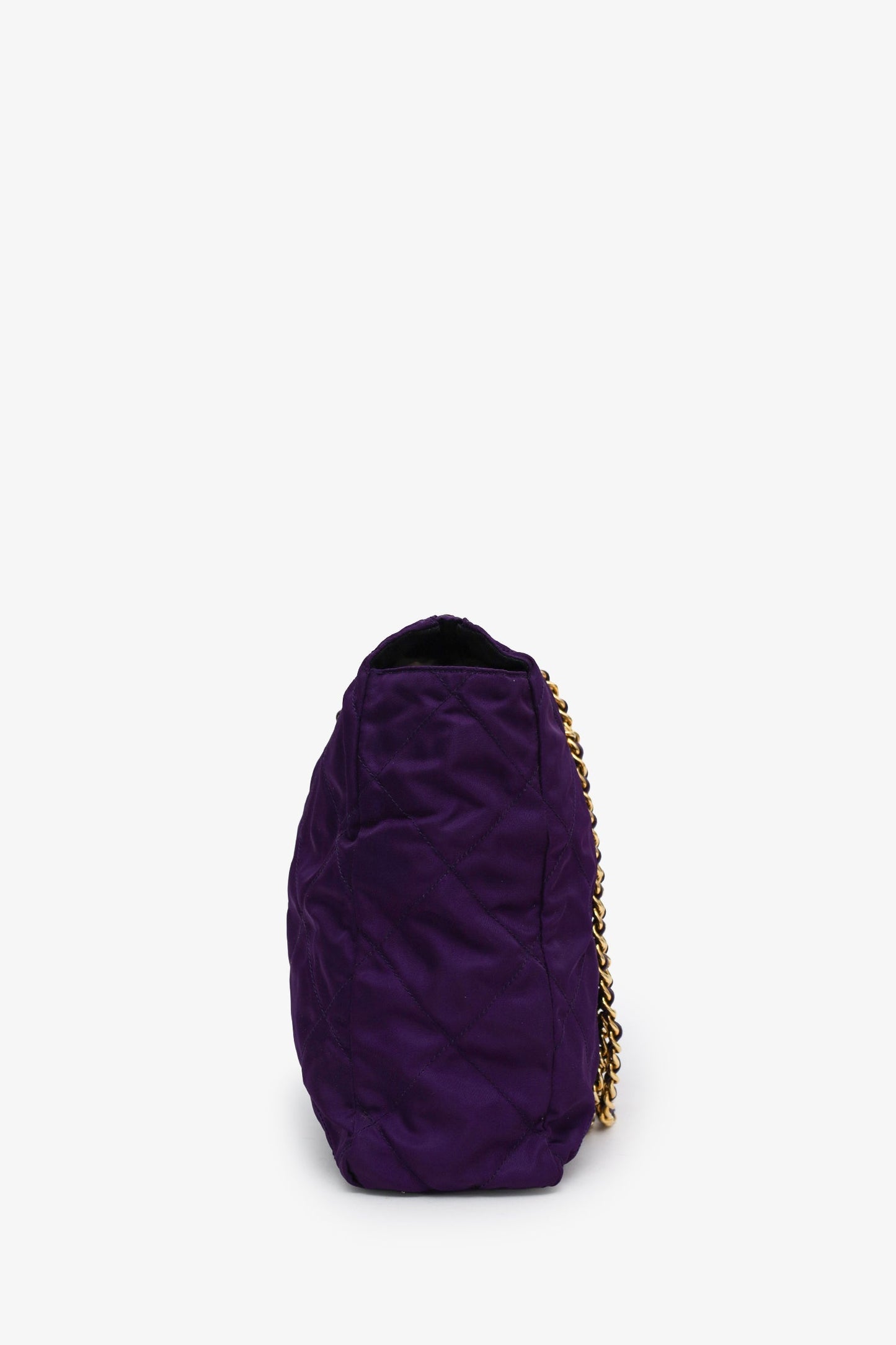 Prada Purple Nylon Quilted Chain Tote Bag