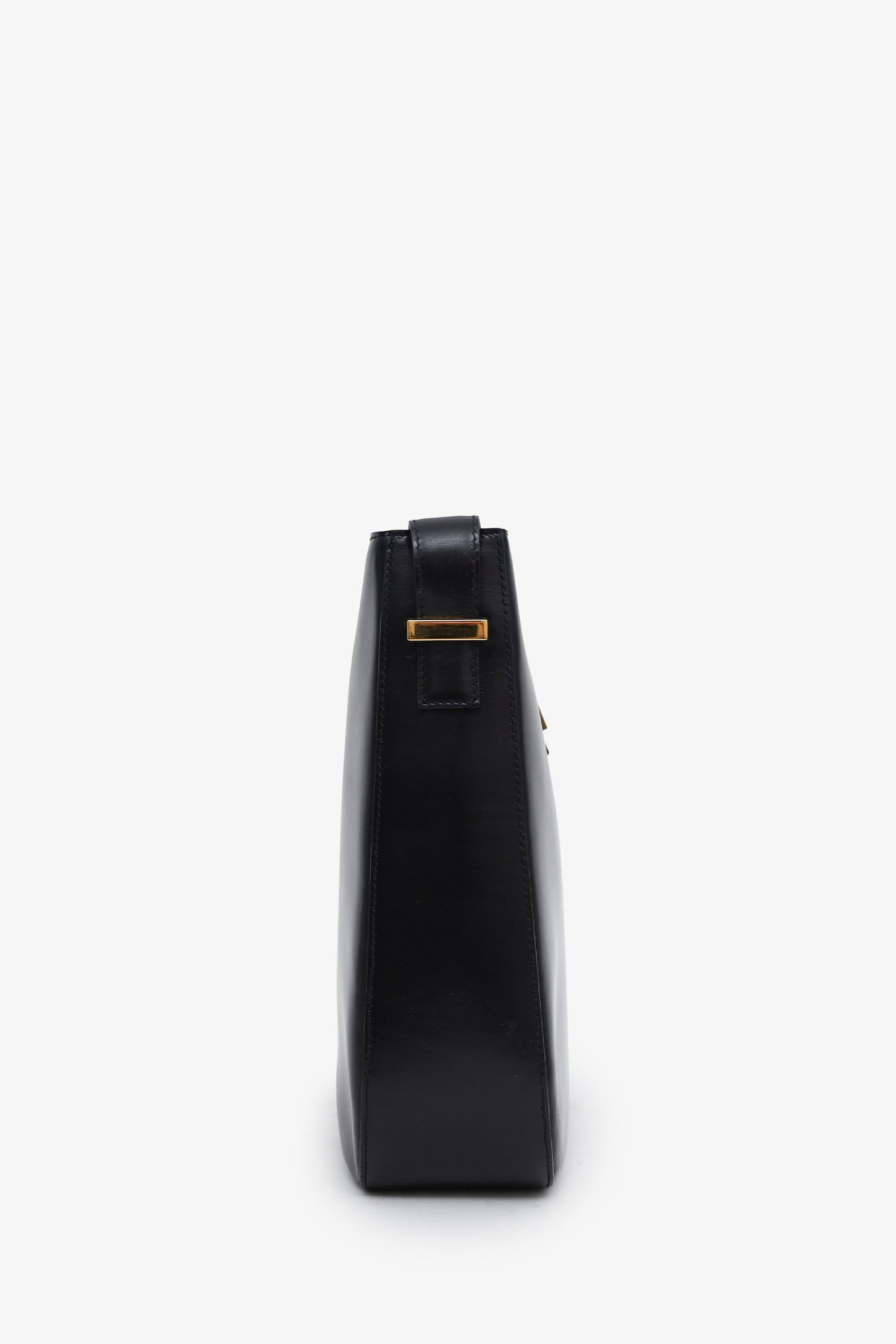 Celine Vintage Black Box Leather Horse Carriage Shoulder Bag