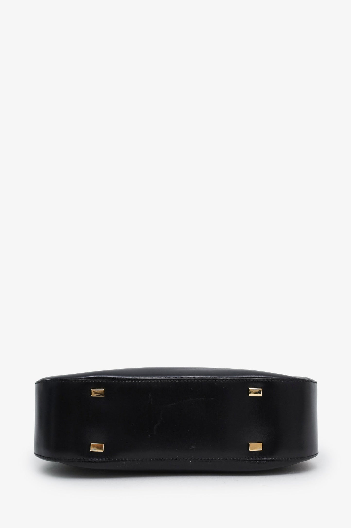 Celine Vintage Black Box Leather Horse Carriage Shoulder Bag