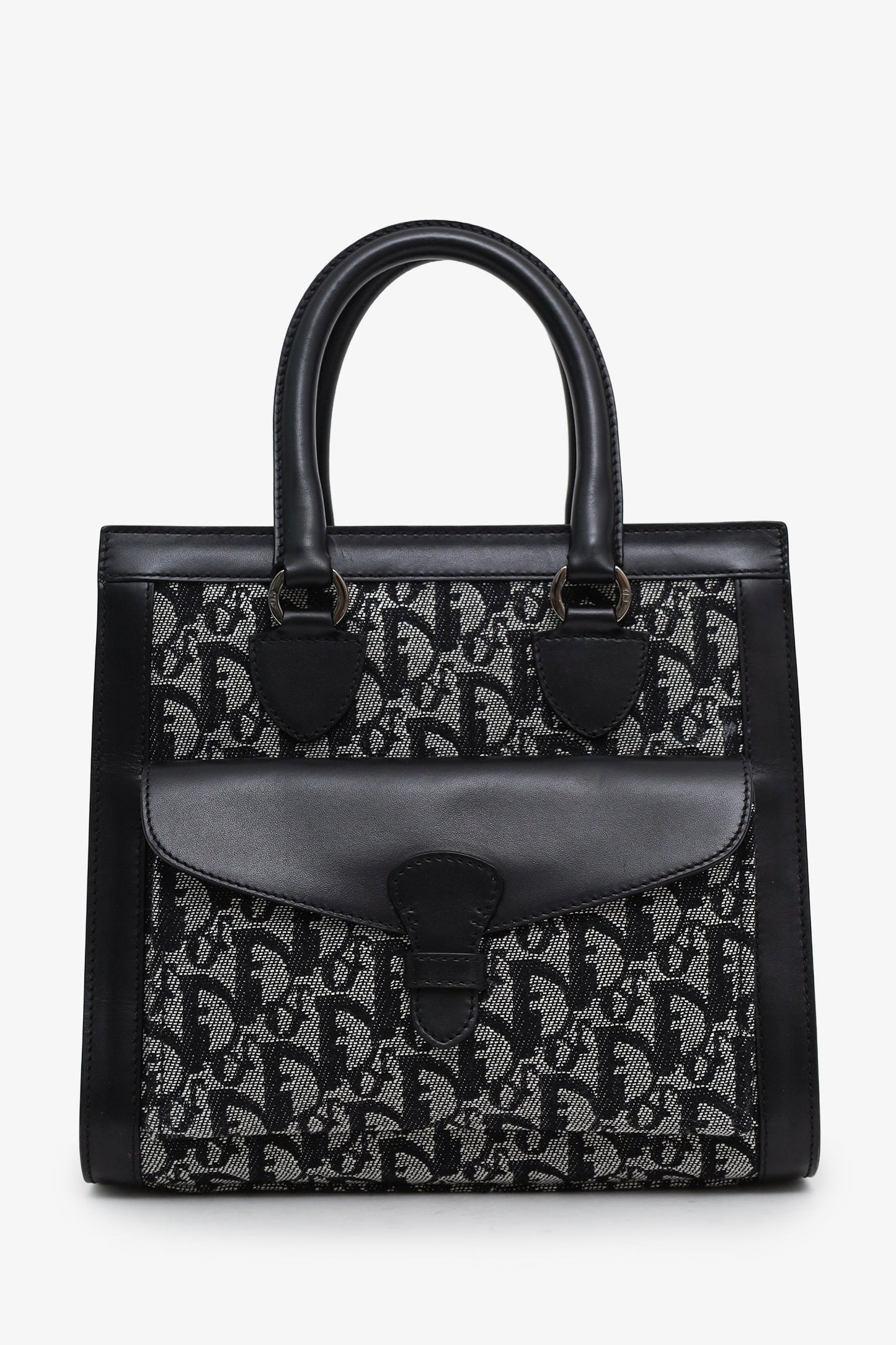 Christian Dior 2002 Black/Grey Oblique Canvas Pocket Diorissimo Trotter Tote