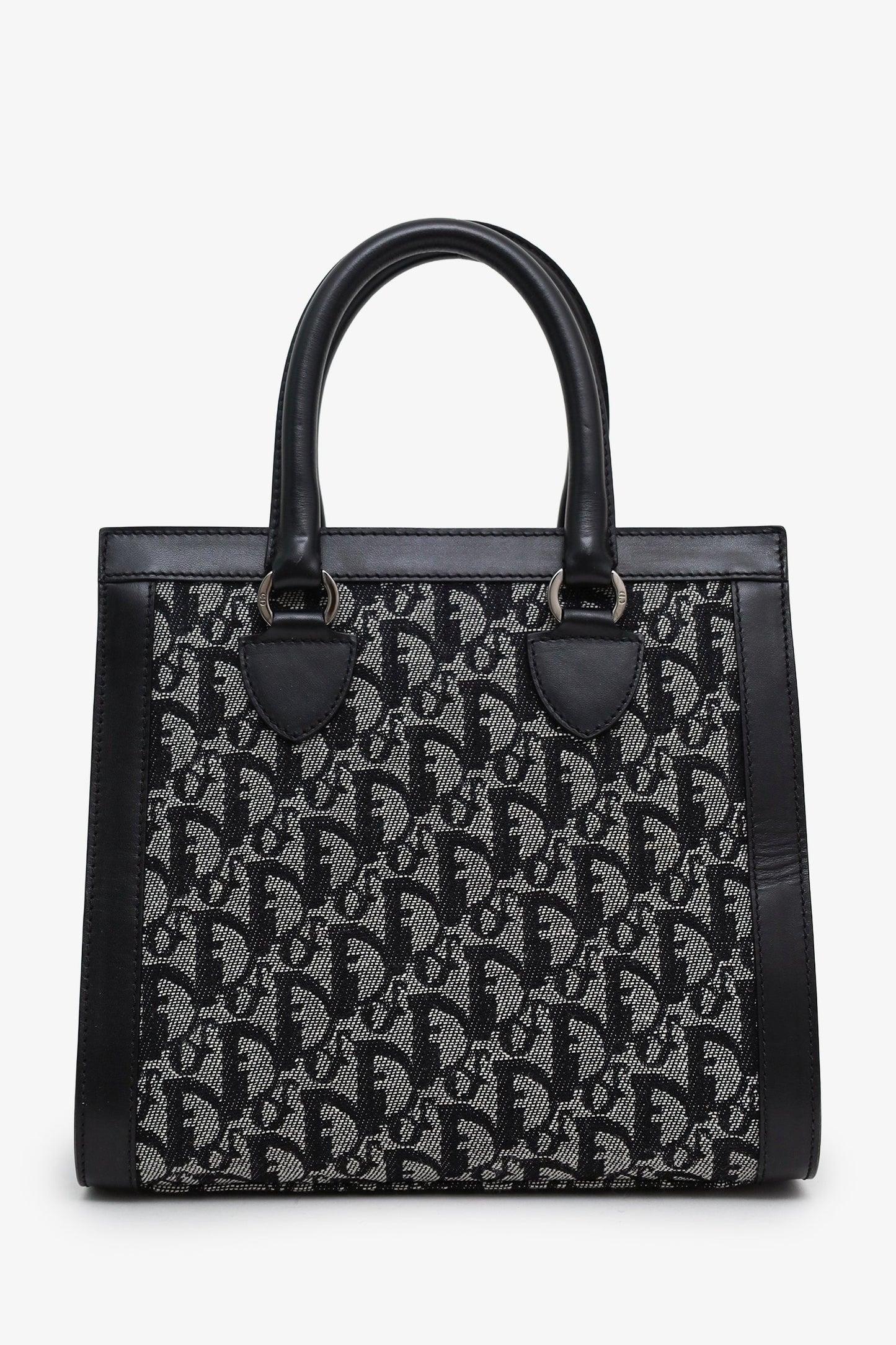 Christian Dior 2002 Black/Grey Oblique Canvas Pocket Diorissimo Trotter Tote