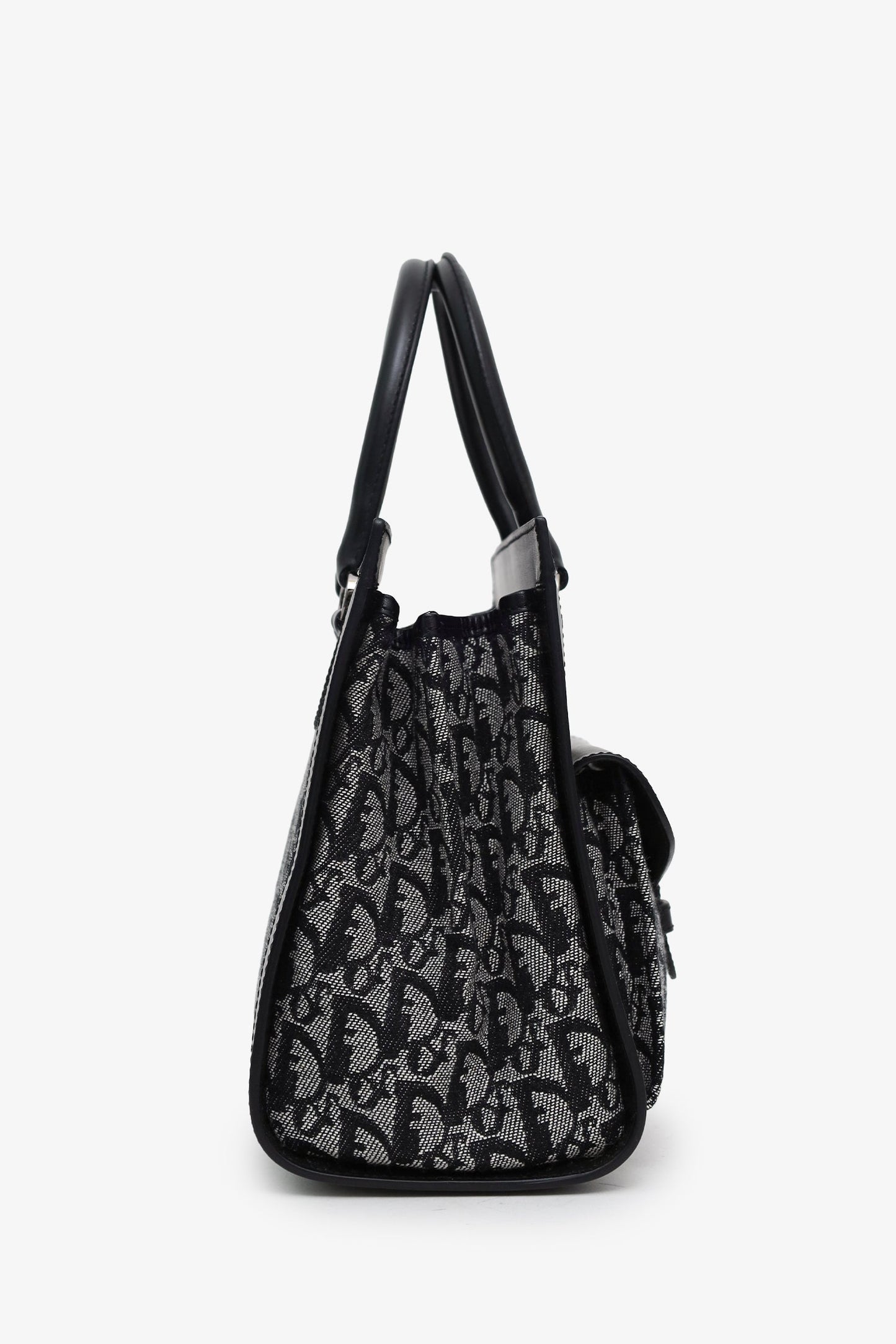 Christian Dior 2002 Black/Grey Oblique Canvas Pocket Diorissimo Trotter Tote