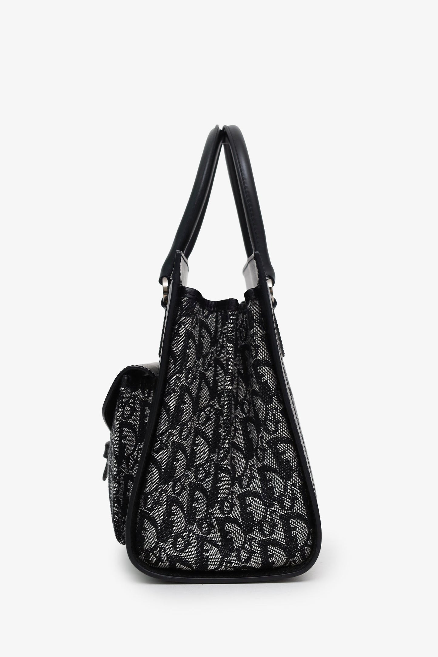 Christian Dior 2002 Black/Grey Oblique Canvas Pocket Diorissimo Trotter Tote