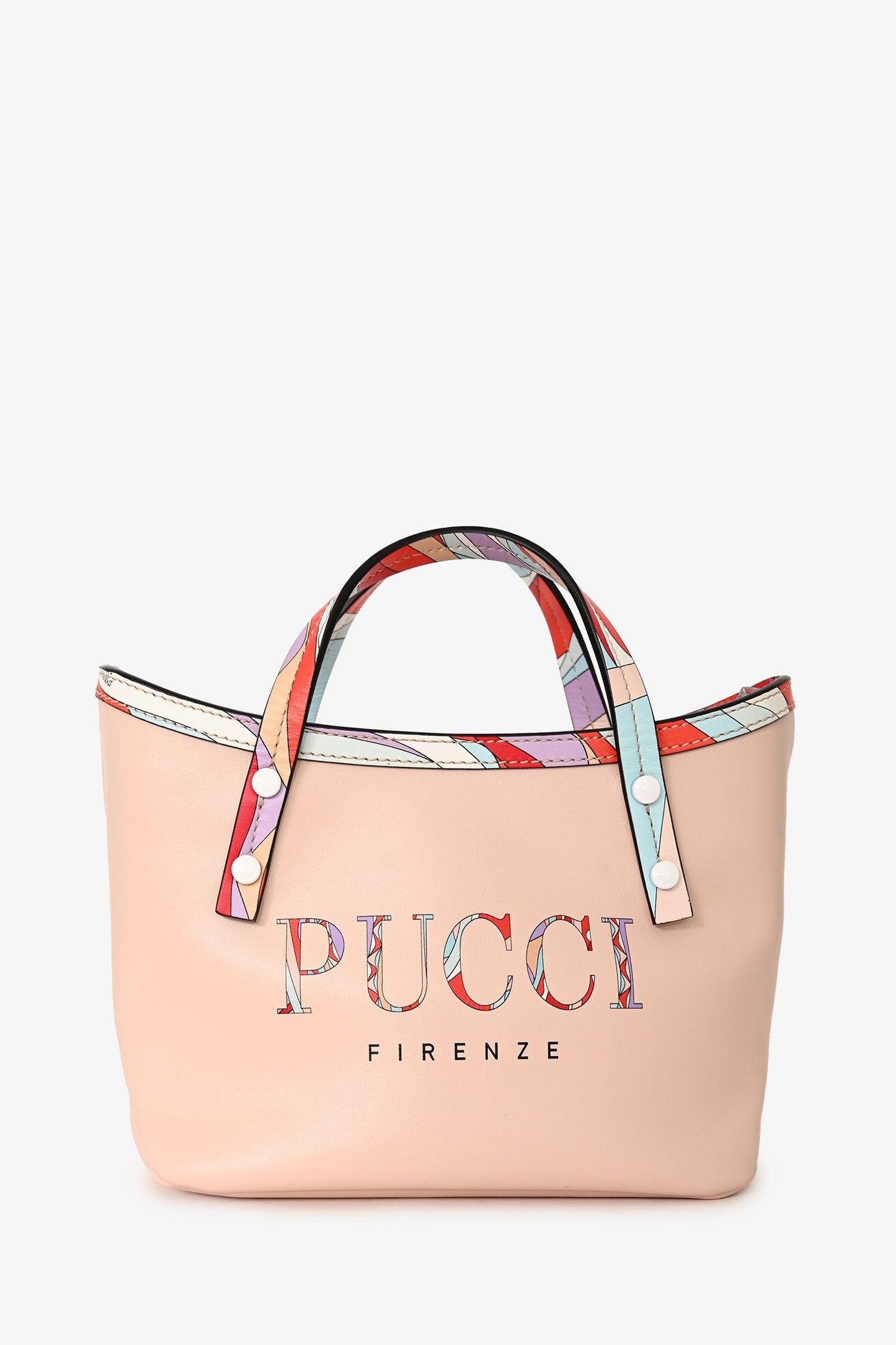 Emilio Pucci Pink Leather 'Pucci Firenze' Mini Top Handle Tote Crossbody Bag