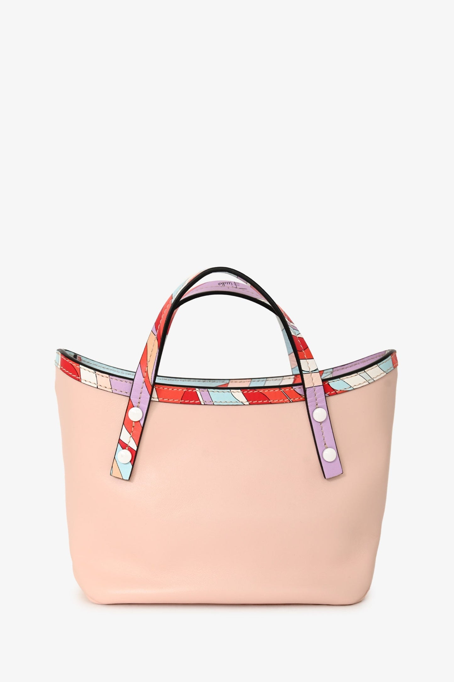 Emilio Pucci Pink Leather 'Pucci Firenze' Mini Top Handle Tote Crossbody Bag
