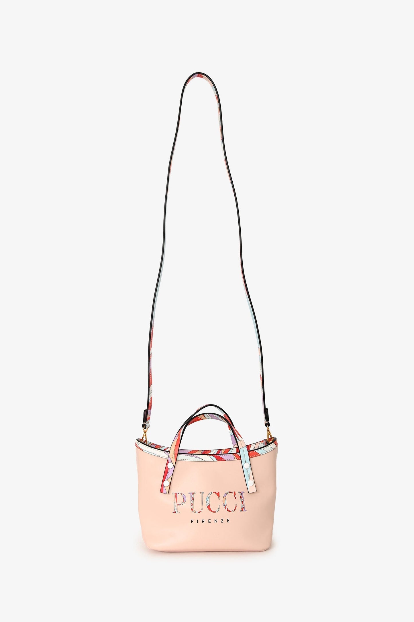 Emilio Pucci Pink Leather 'Pucci Firenze' Mini Top Handle Tote Crossbody Bag