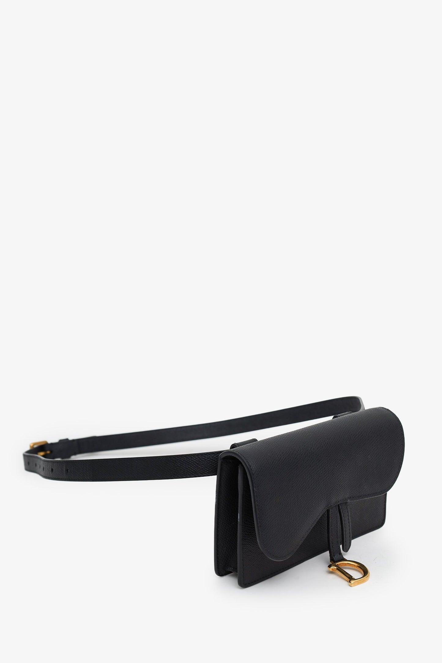 Christian Dior 2019 Black Leather Saddle Belt Bag