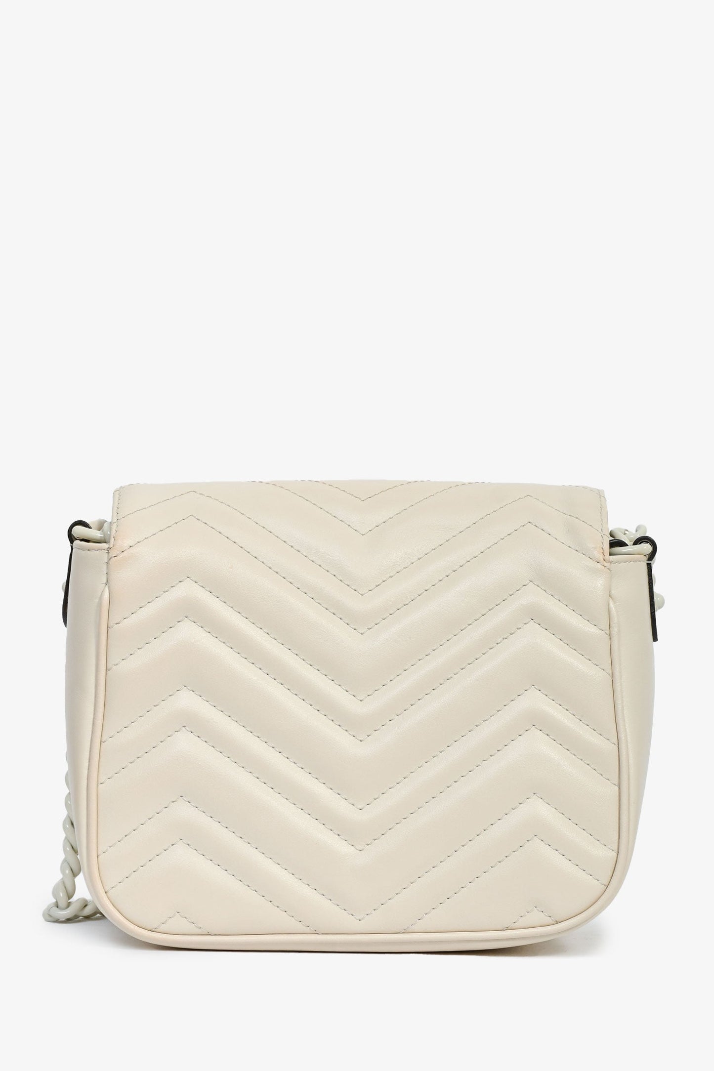 Gucci 2023 Cream Chevron Leather Monochrome Marmont Bag