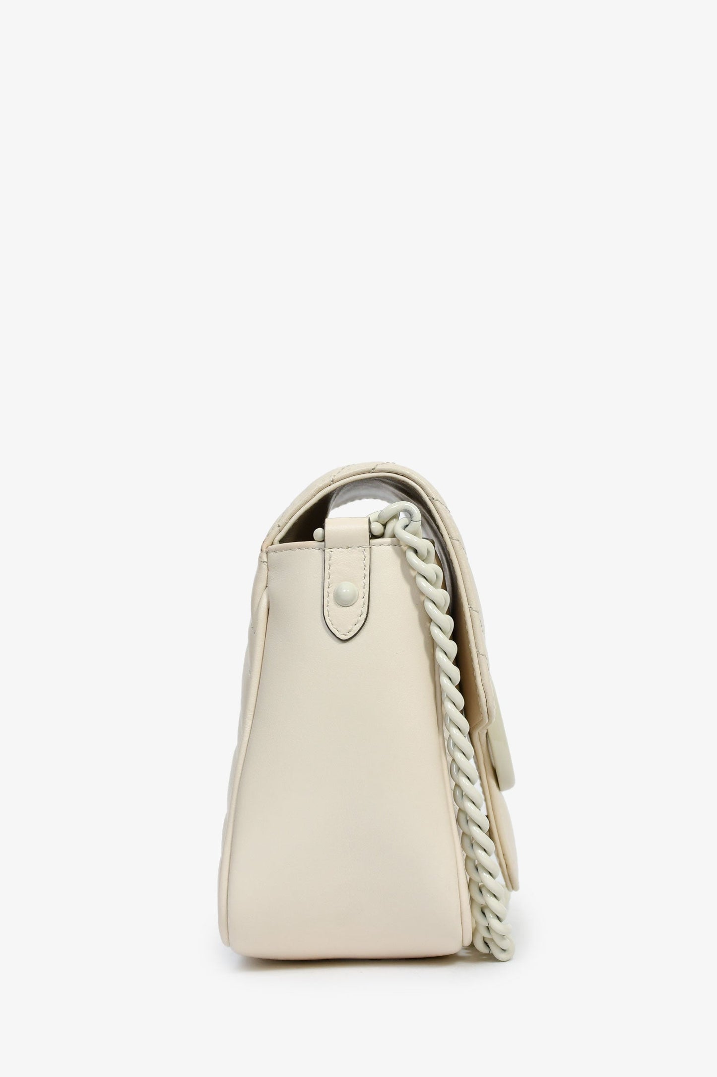 Gucci 2023 Cream Chevron Leather Monochrome Marmont Bag