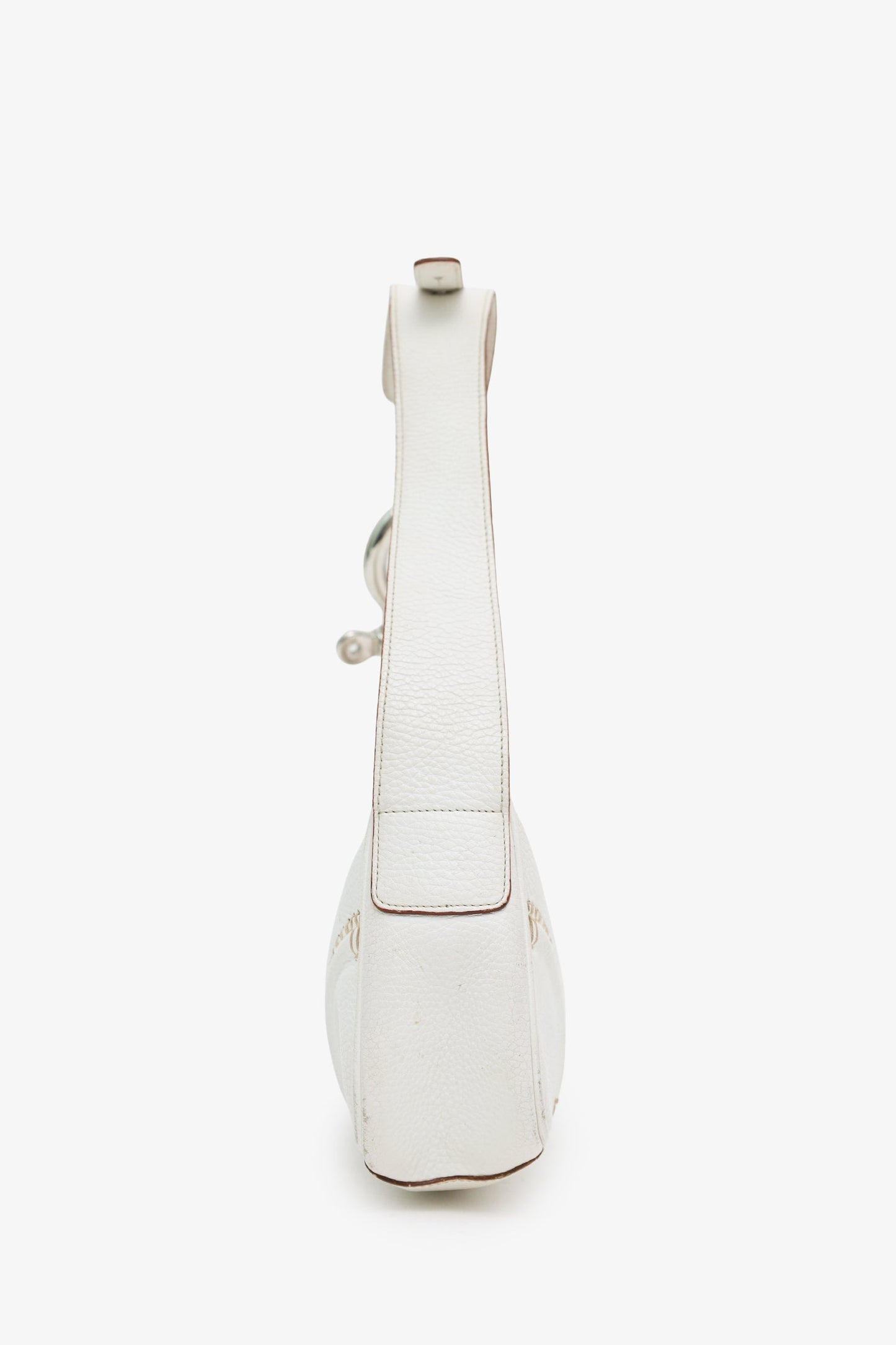 Burberry White Leather Silver Buckle Shoulder Bag