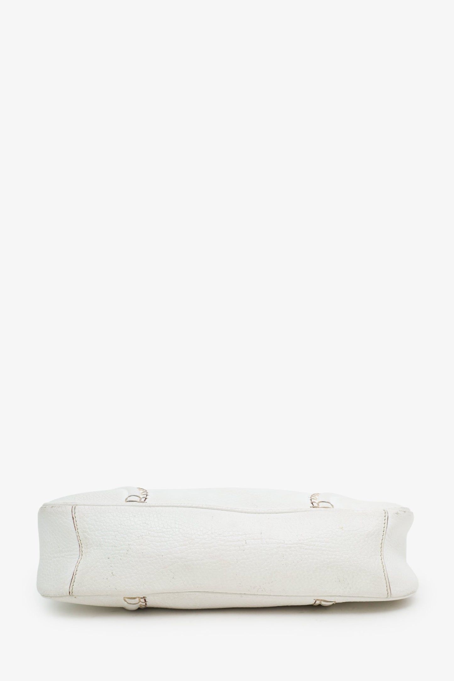 Burberry White Leather Silver Buckle Shoulder Bag
