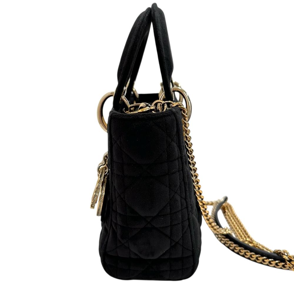 Christian Dior Lady Dior Mini Velvet 2way Handbag