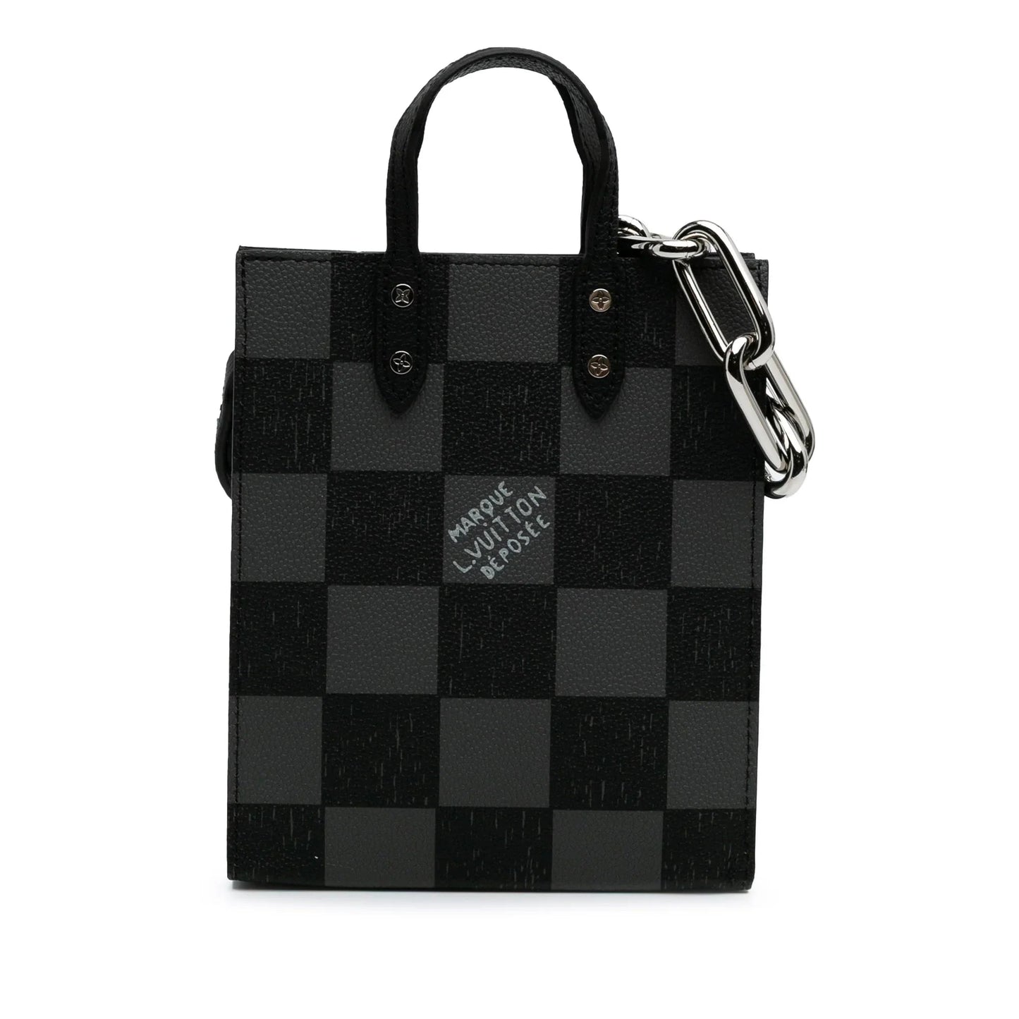 Black Louis Vuitton Damier Checkerboard Sac Plat XS Satchel