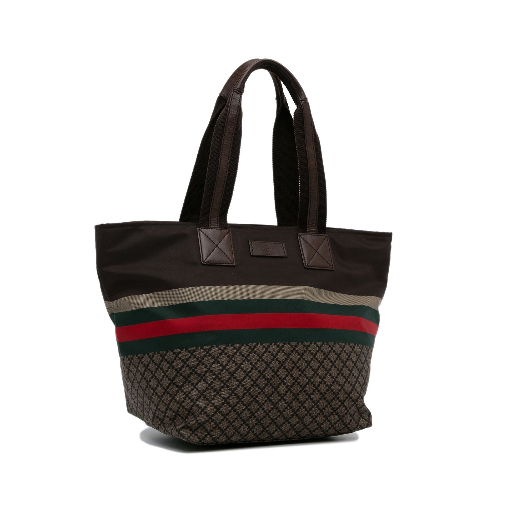 Gucci Web Brown Canvas Nylon Tote