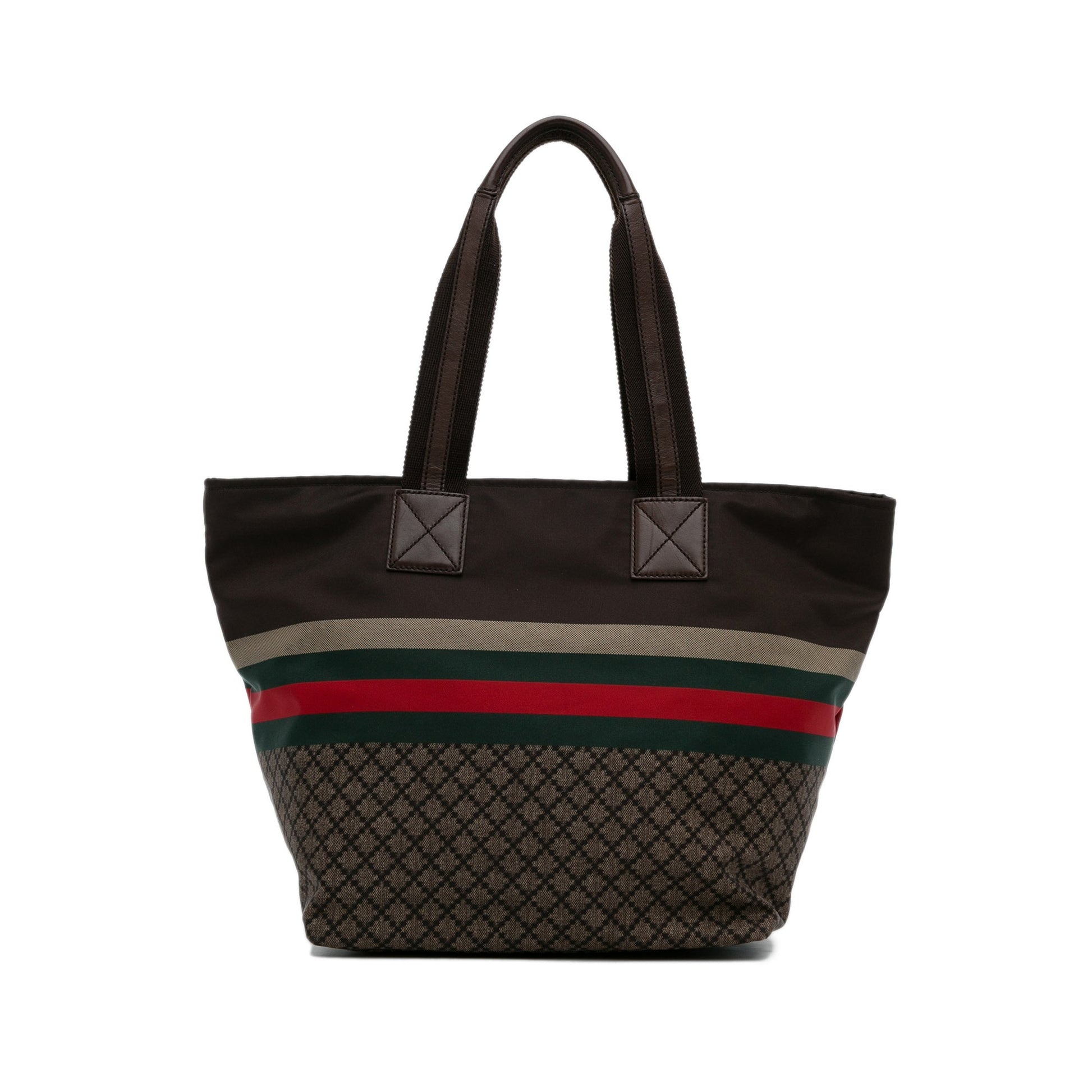 Gucci Web Brown Canvas Nylon Tote