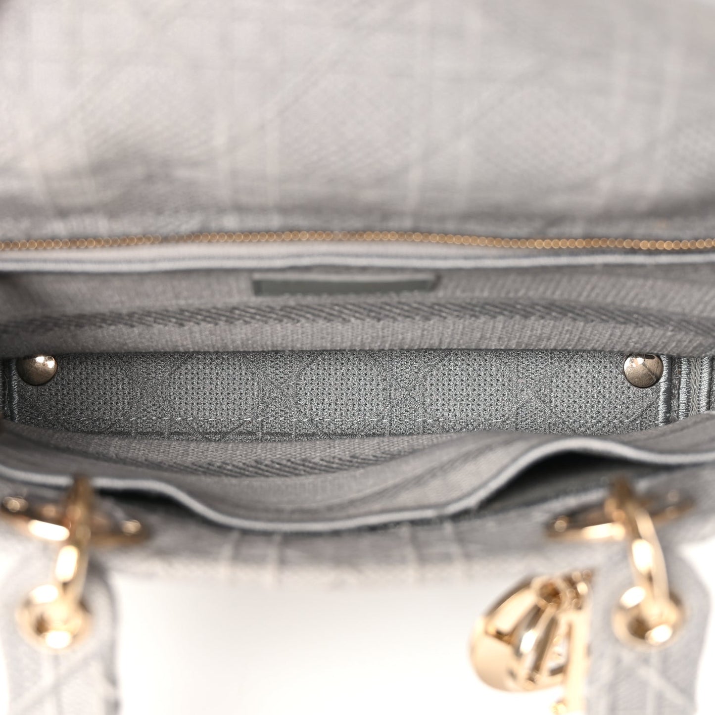 Christian Dior Canvas Embroidered Cannage Lady D-Lite Gray
