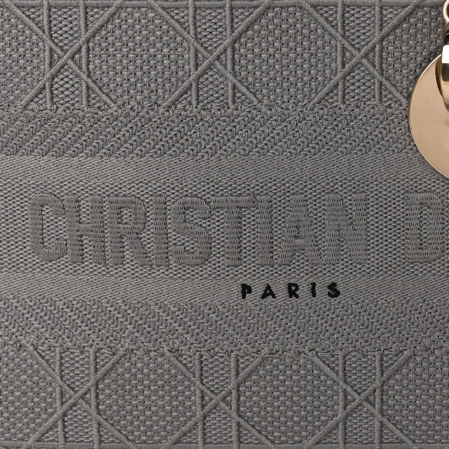 Christian Dior Canvas Embroidered Cannage Lady D-Lite Gray