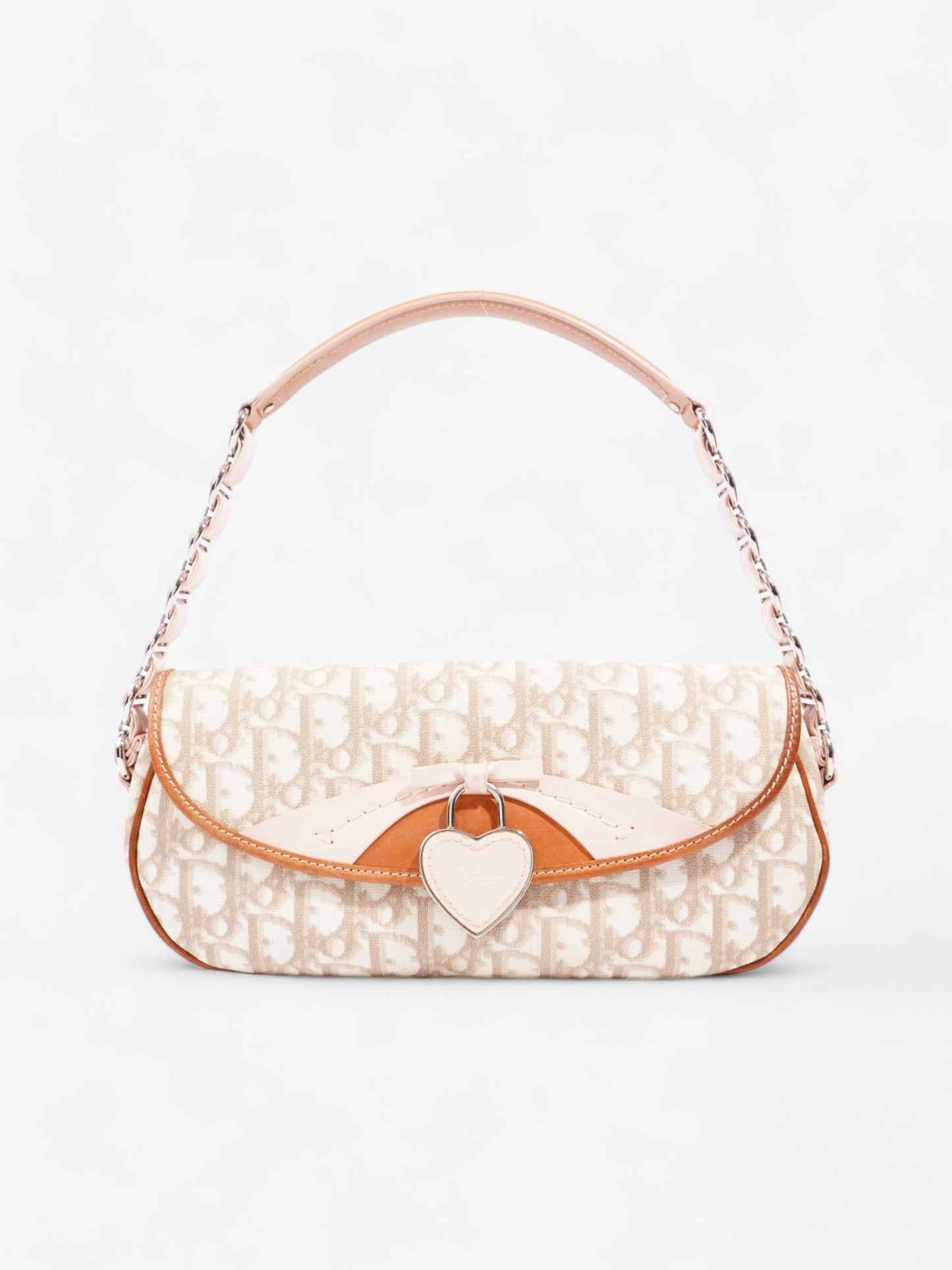 Christian Dior Romantic Shoulder Bag Beige / Pink Canvas