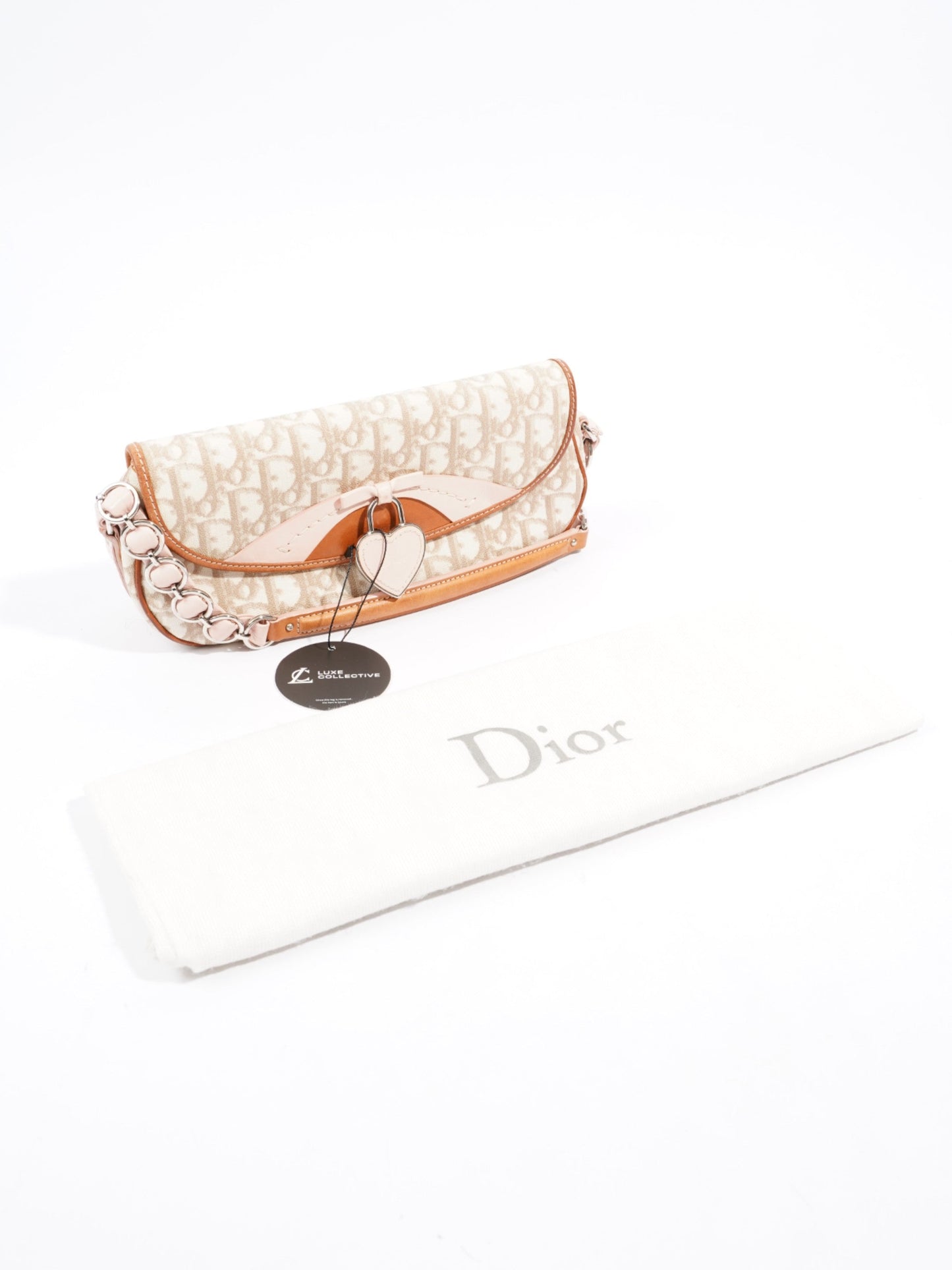 Christian Dior Romantic Shoulder Bag Beige / Pink Canvas