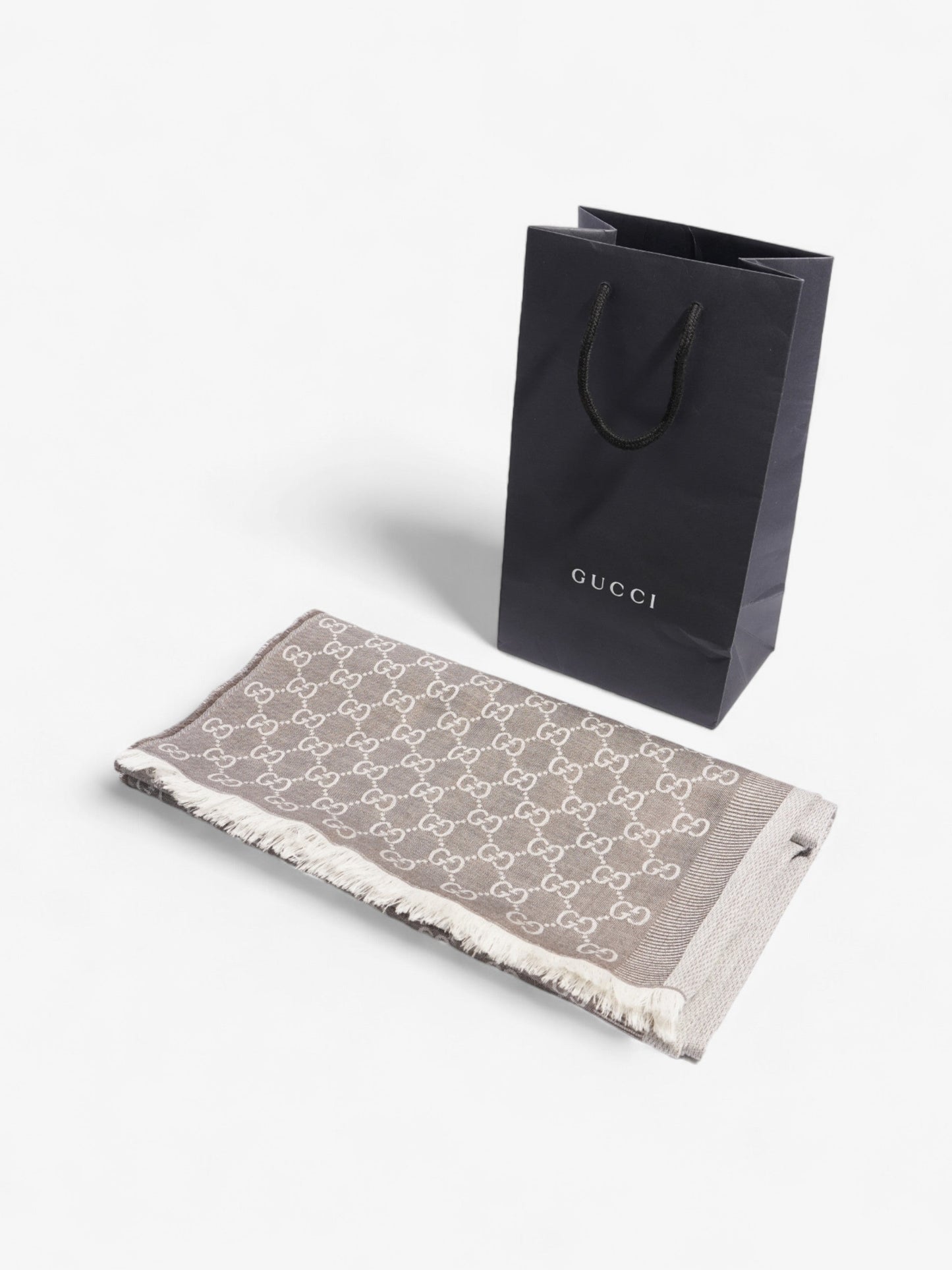 Gucci GG Supreme Scarf Grey Wool