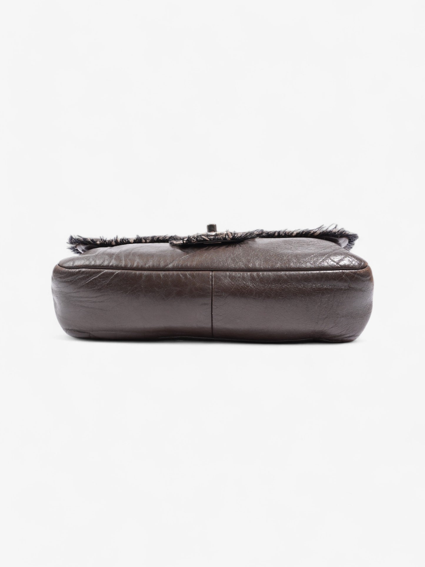Chanel Funny Tweed Flap Bag Brown Lambskin Leather