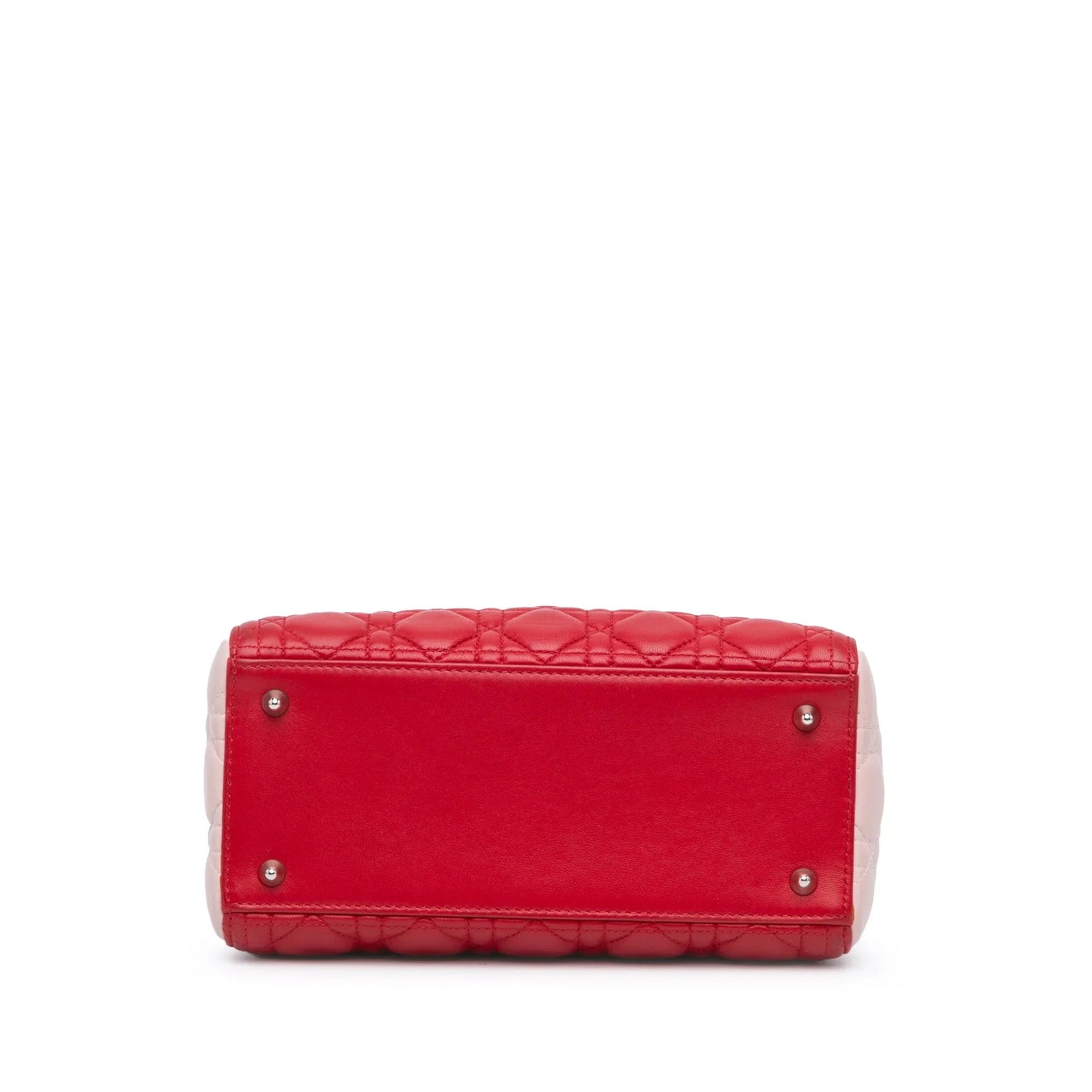 Red Dior Medium Tricolor Lambskin Cannage Lady Dior Satchel