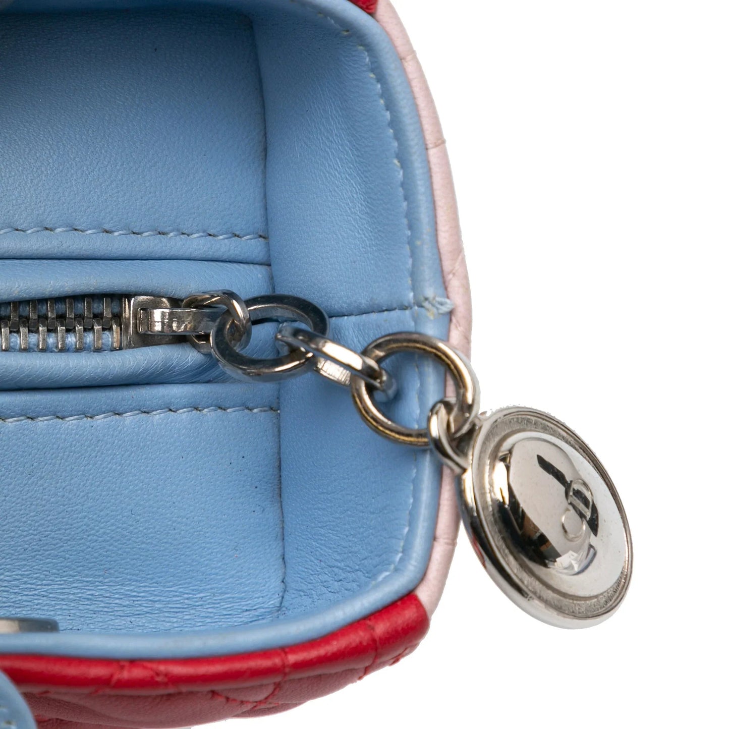 Red Dior Medium Tricolor Lambskin Cannage Lady Dior Satchel