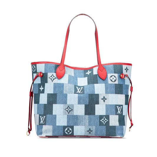 Blue Louis Vuitton Monogram Denim Patchwork Neverfull MM Tote Bag