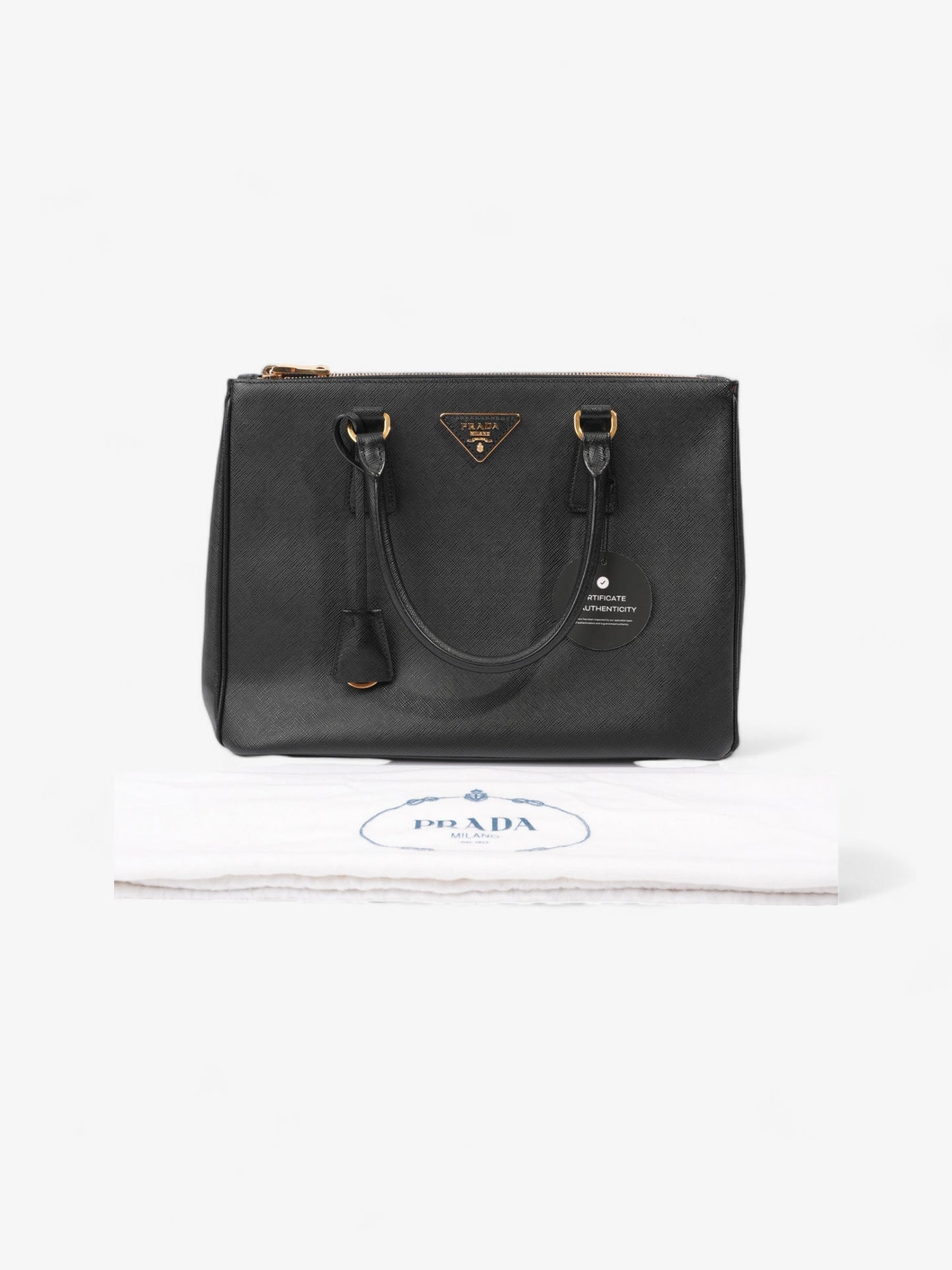 Prada Galleria Double Zip Tote Black Saffiano Leather