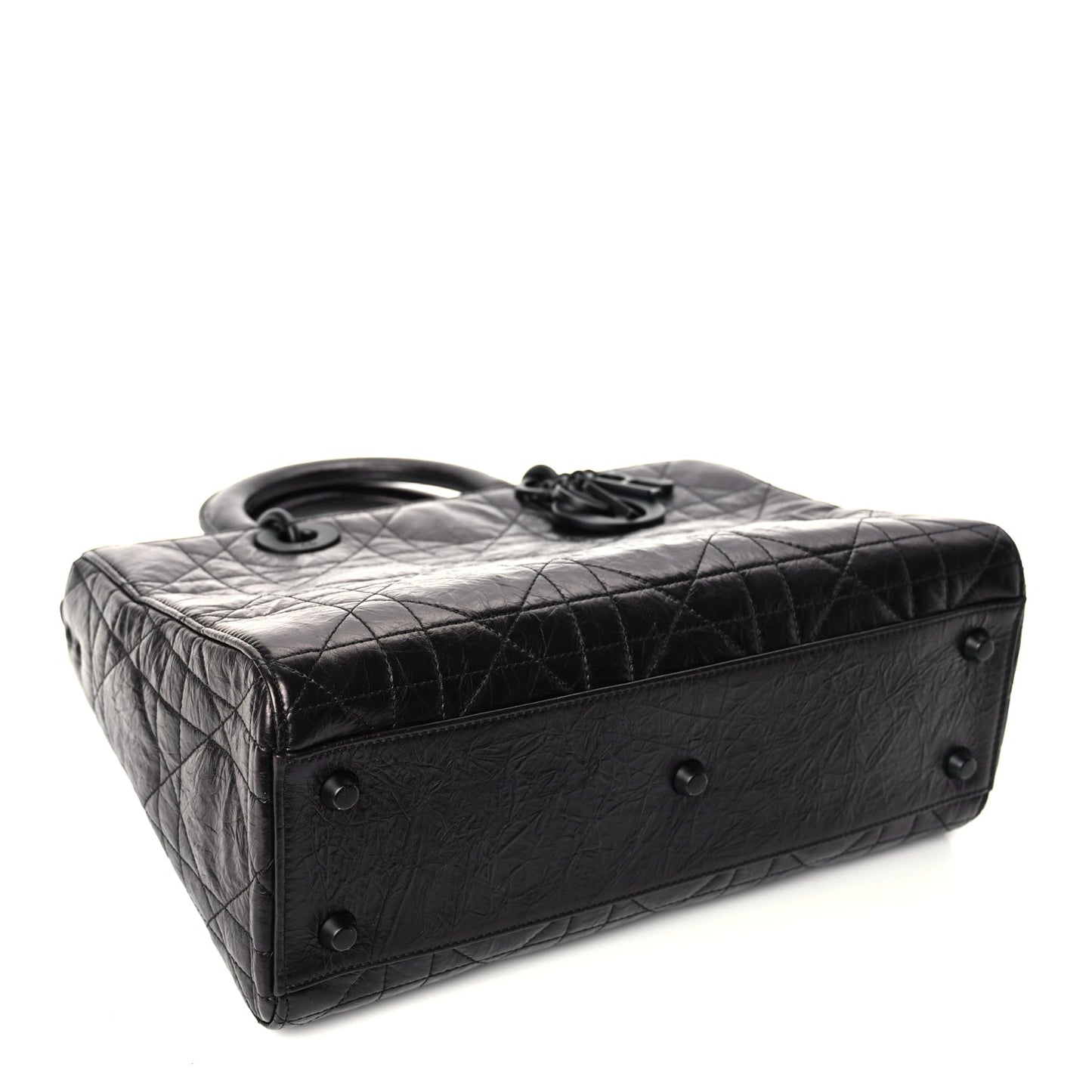 Christian Dior Crinkled Calfskin Macrocannage Medium My ABCDior Lady D-Sire Black