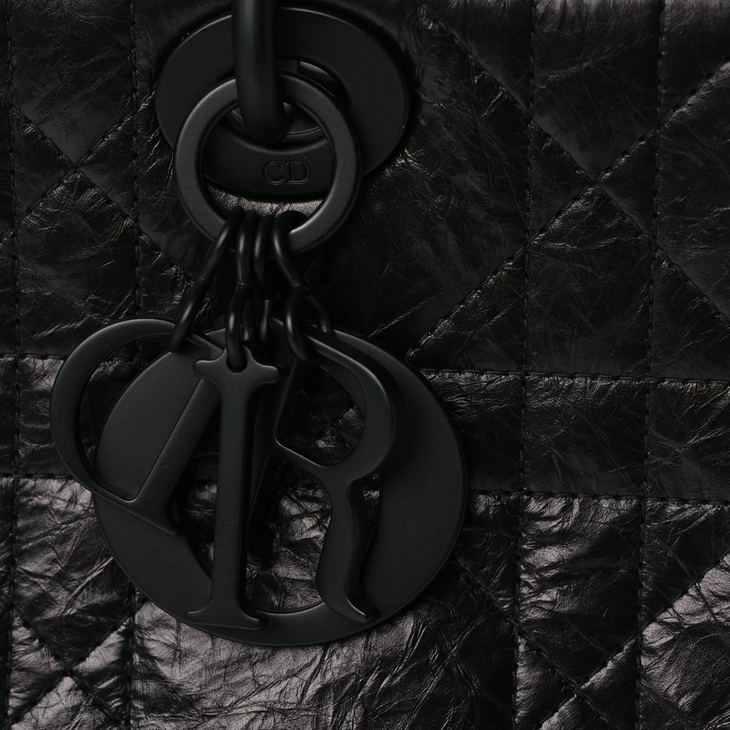 Christian Dior Crinkled Calfskin Macrocannage Medium My ABCDior Lady D-Sire Black