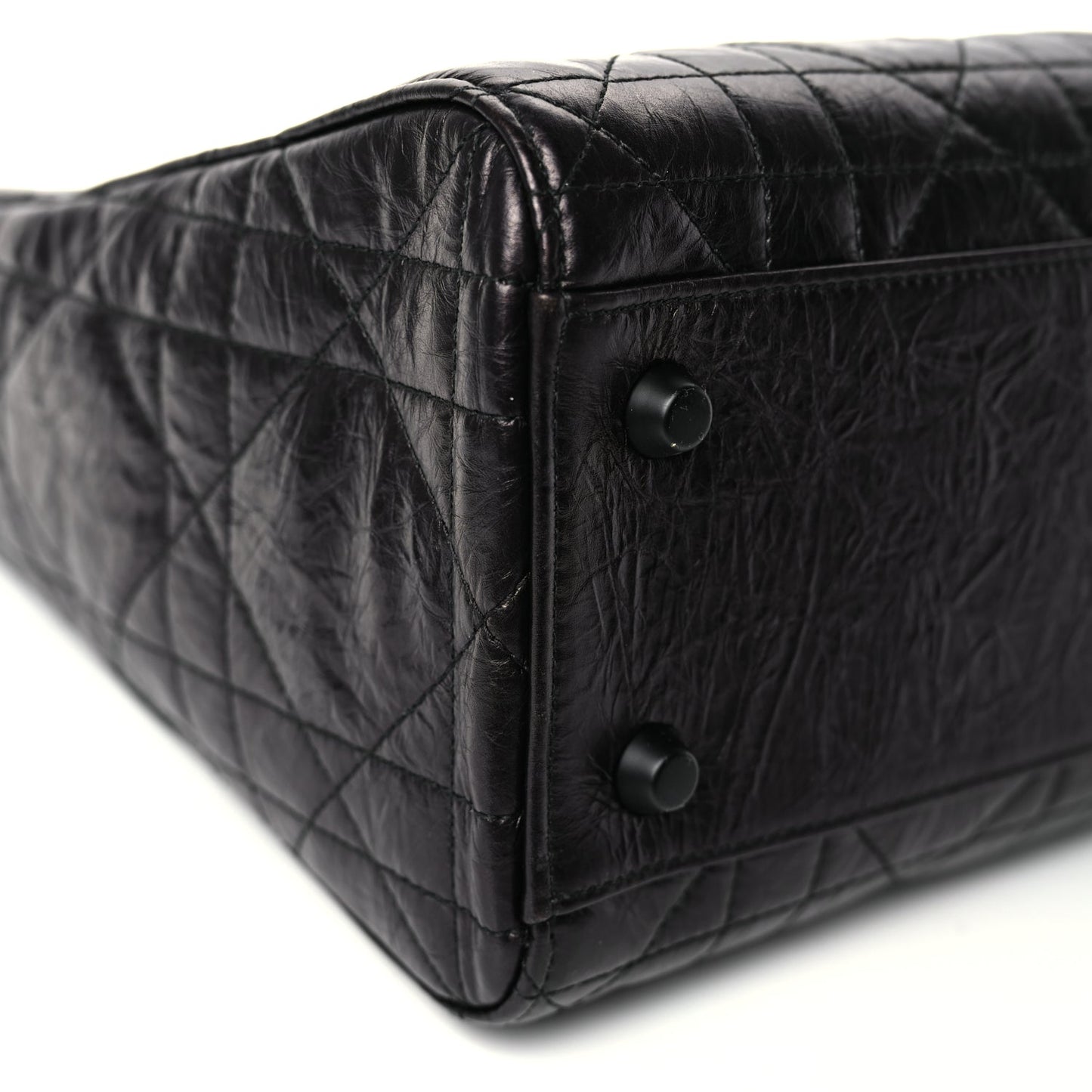 Christian Dior Crinkled Calfskin Macrocannage Medium My ABCDior Lady D-Sire Black