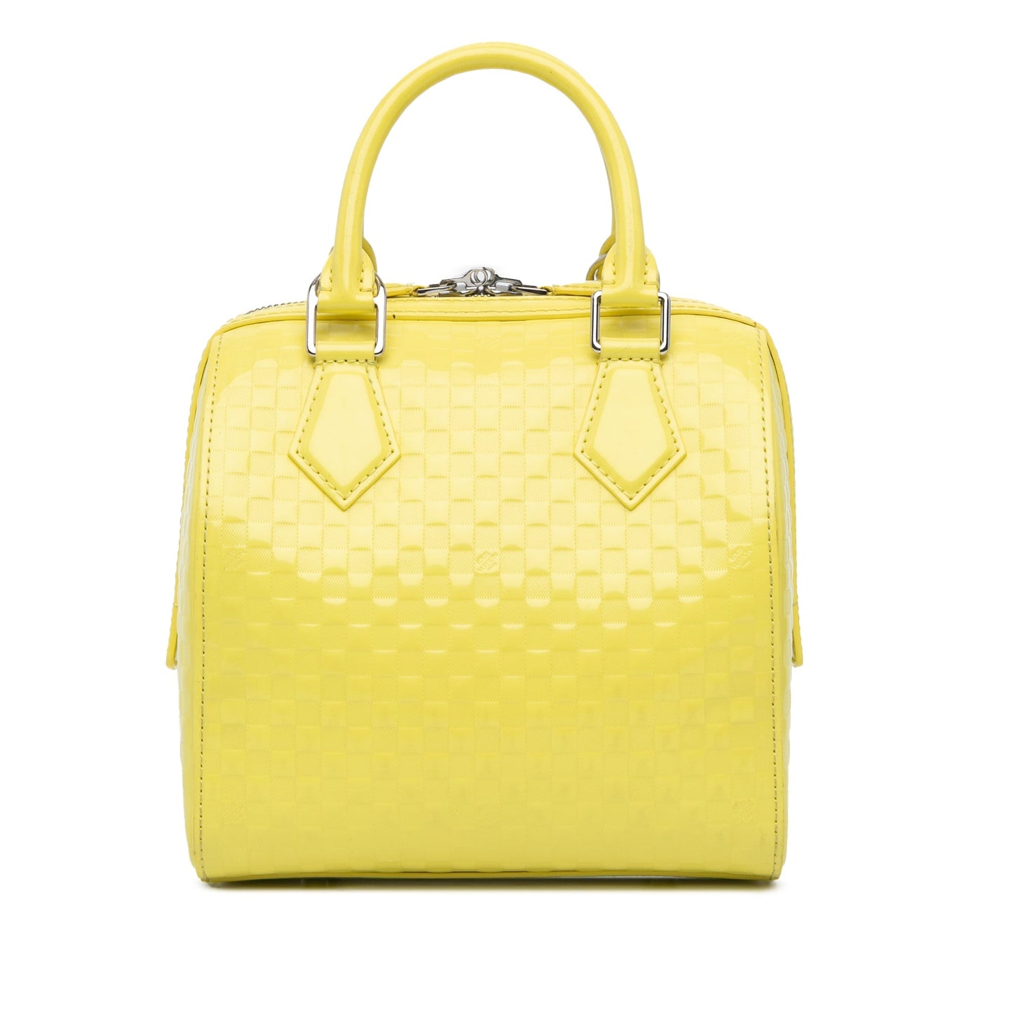 Yellow Louis Vuitton Damier Facette Speedy Cube PM Satchel