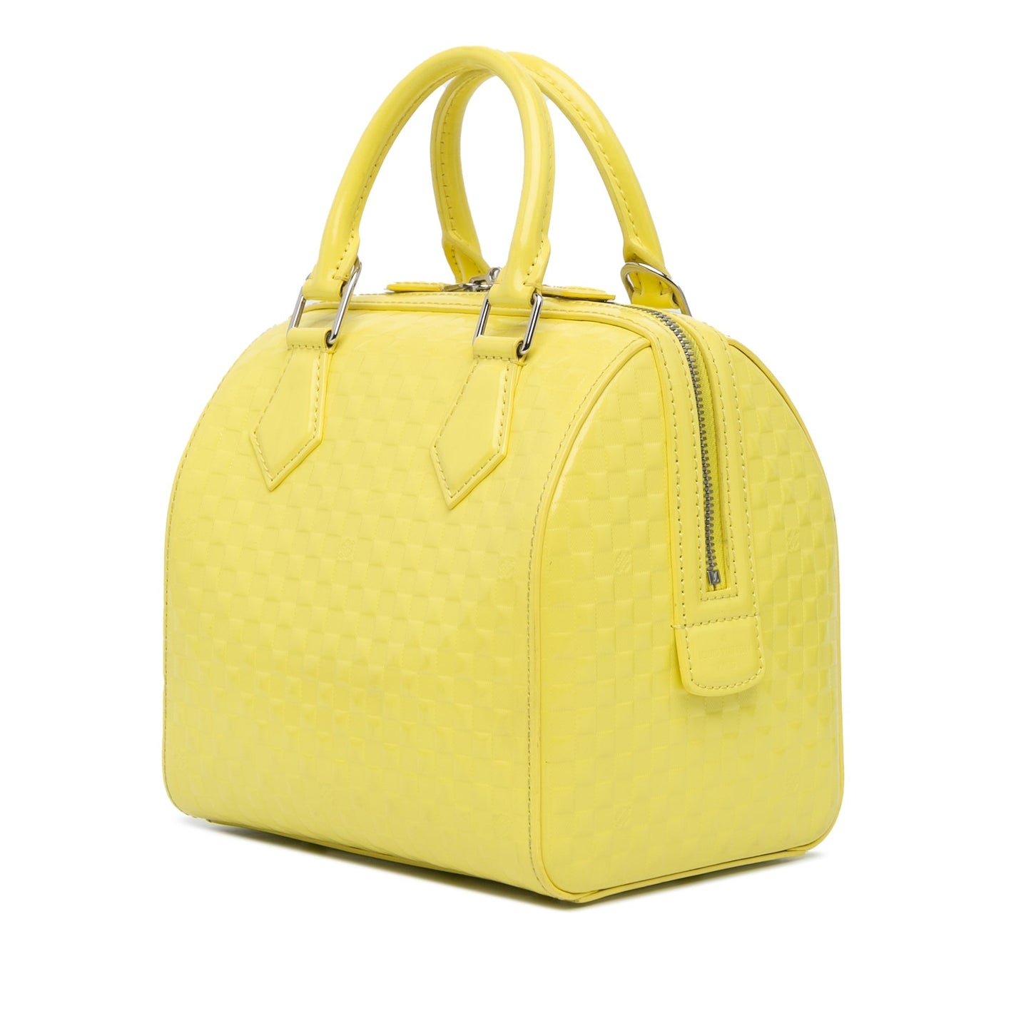 Yellow Louis Vuitton Damier Facette Speedy Cube PM Satchel